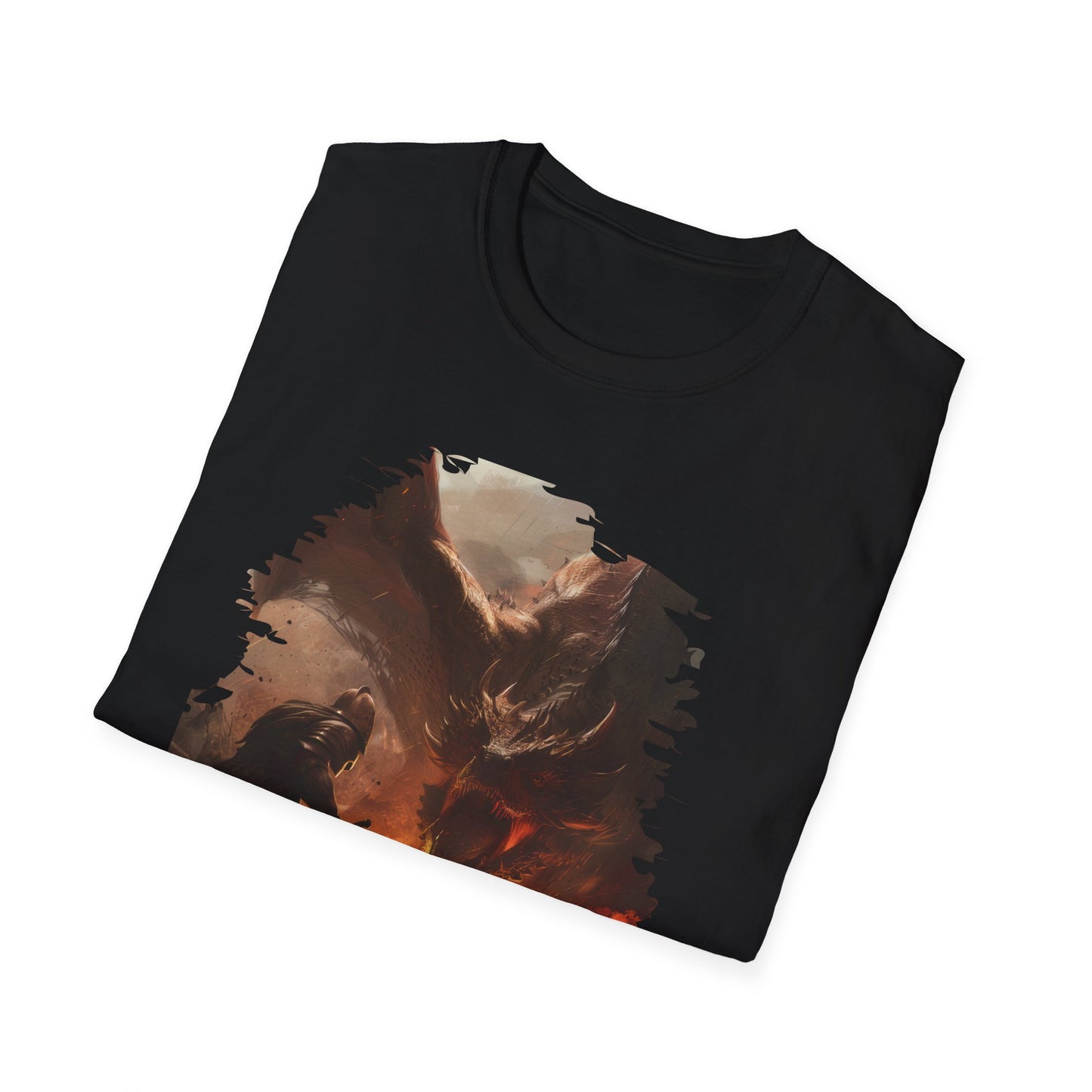 Fighter and Dragon - Unisex Softstyle T-Shirt