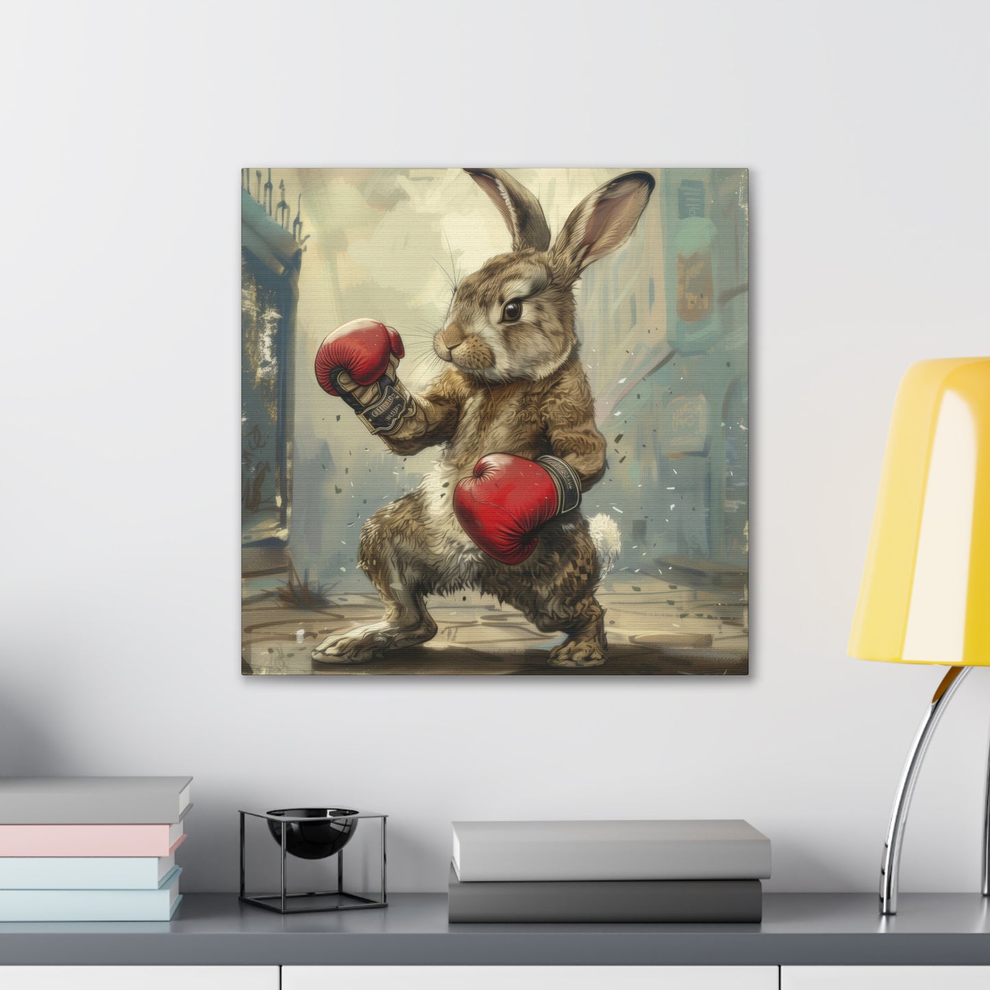 Bunny Pugilist - Canvas Stretched, 0.75"