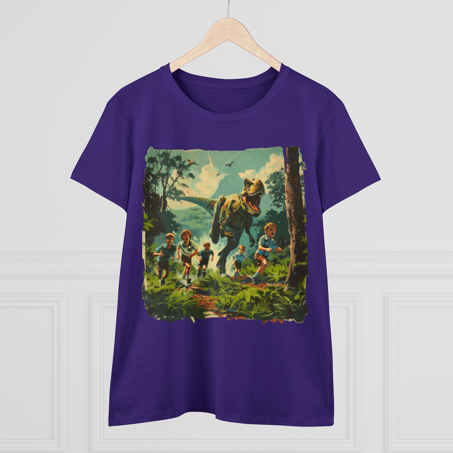 Dinosaur Chase - Women's Midweight Cotton Tee