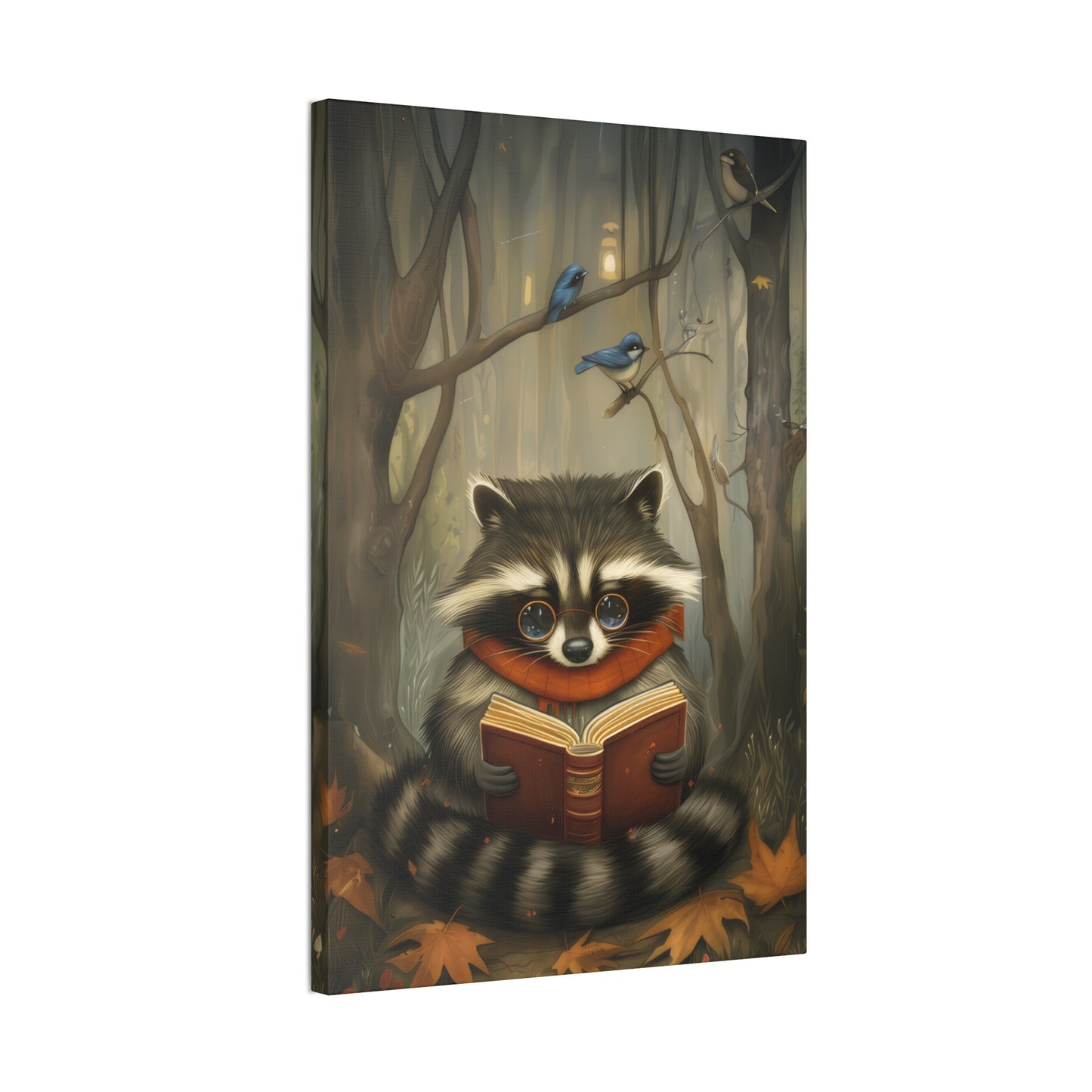 Reading Raccoon - Canvas Stretched, 0.75"