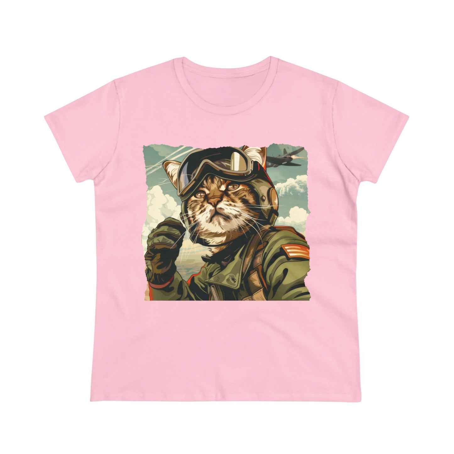 Kitty Fighter Pilot - Women's Midweight Cotton Tee