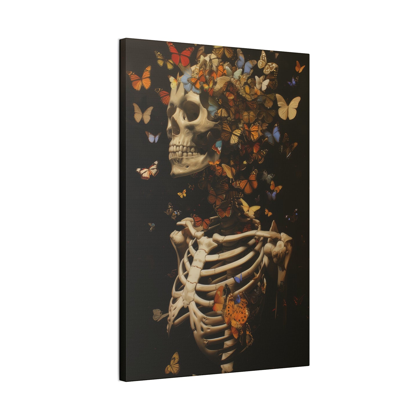 Skeleton and Butterflies - Canvas Stretched, 0.75"