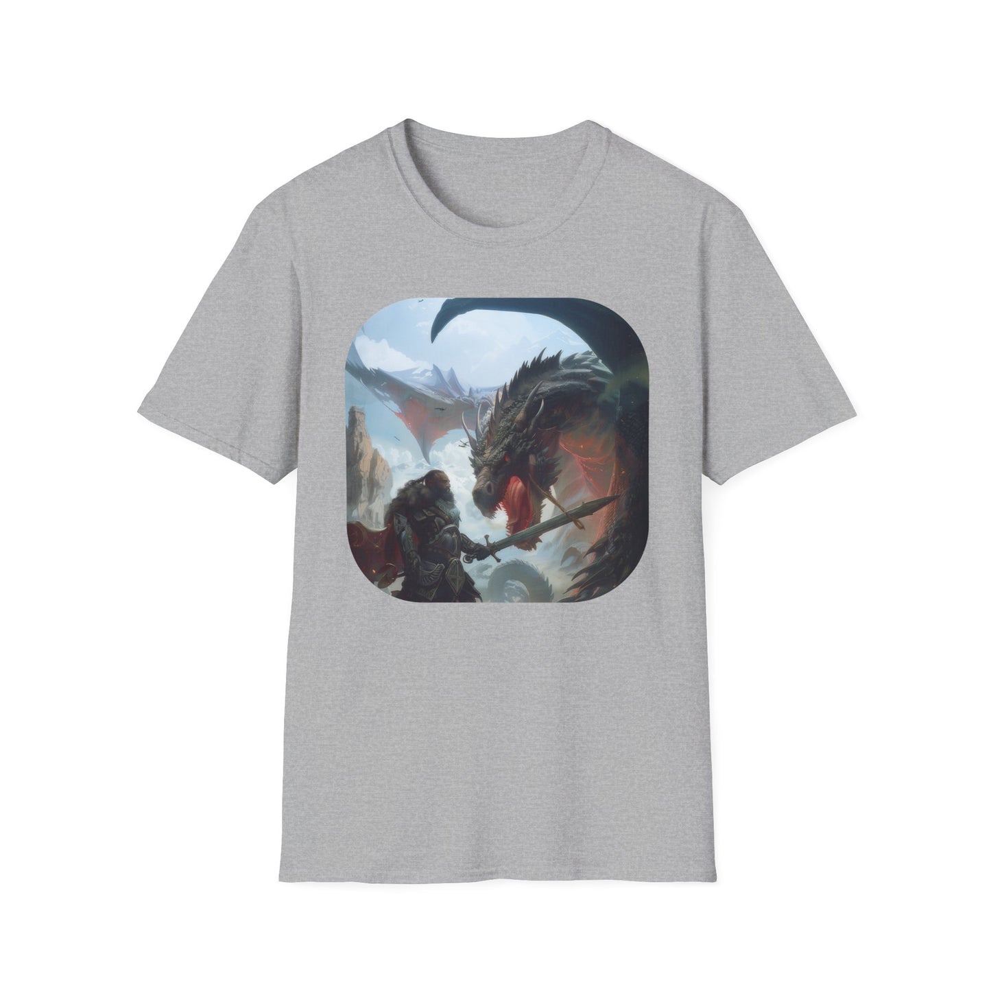 Fighter and Dragon - Unisex Softstyle T-Shirt