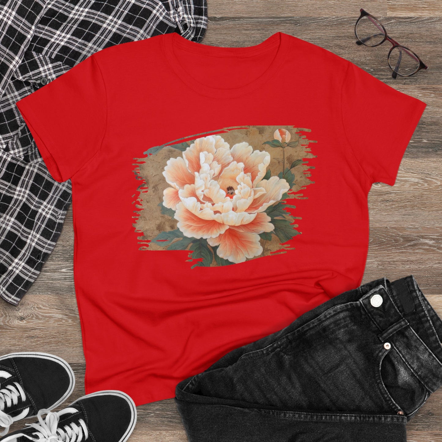 Peony - Flower - Women's Midweight Cotton Tee