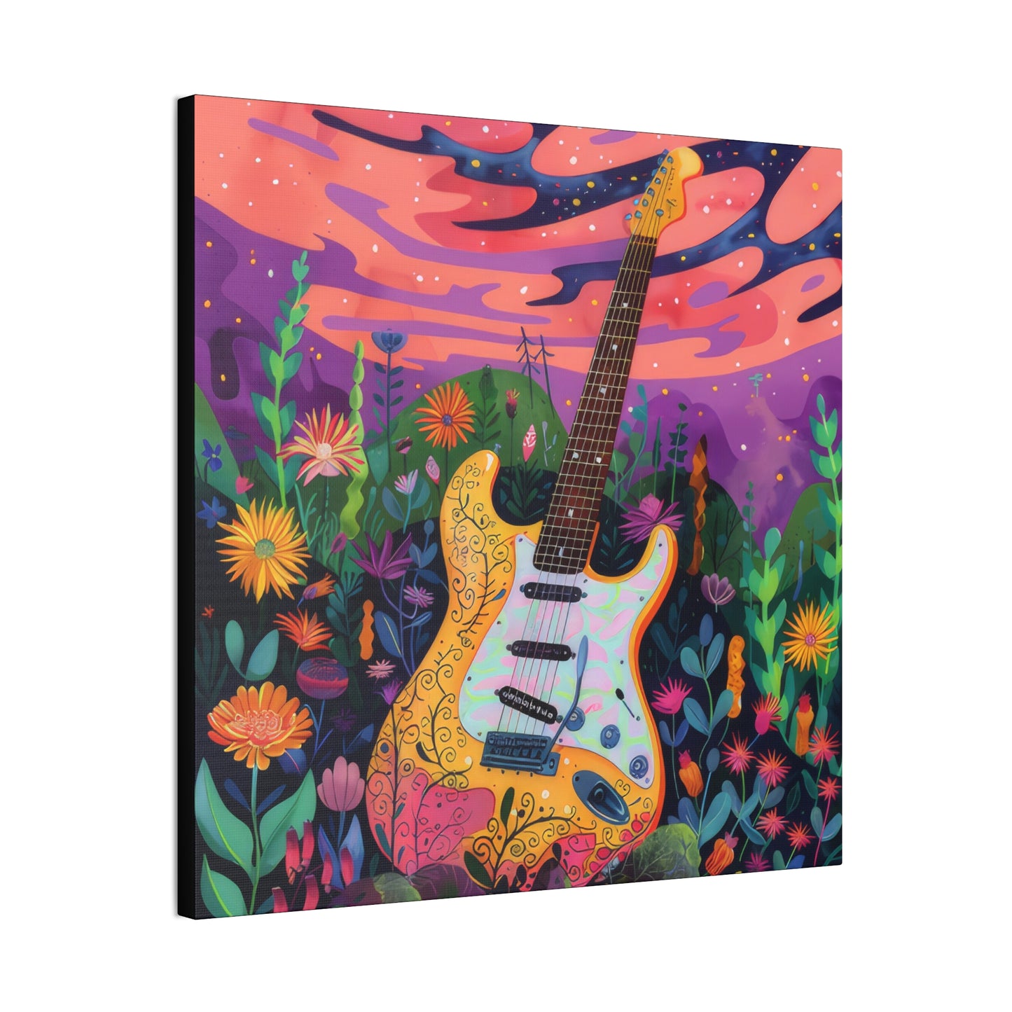 60's Guitar Poster - Canvas Stretched, 0.75"