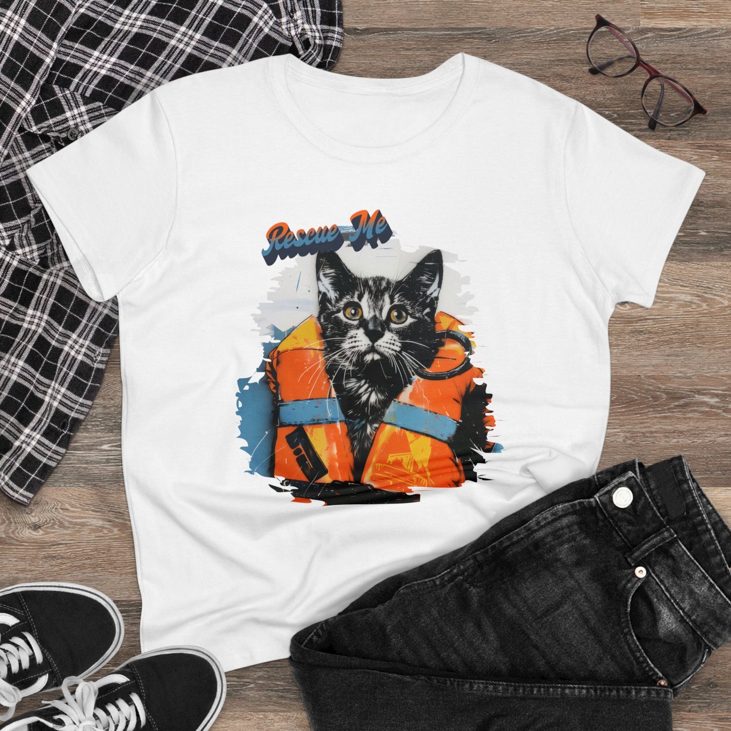 Rescue Cat - Women's Midweight Cotton Tee