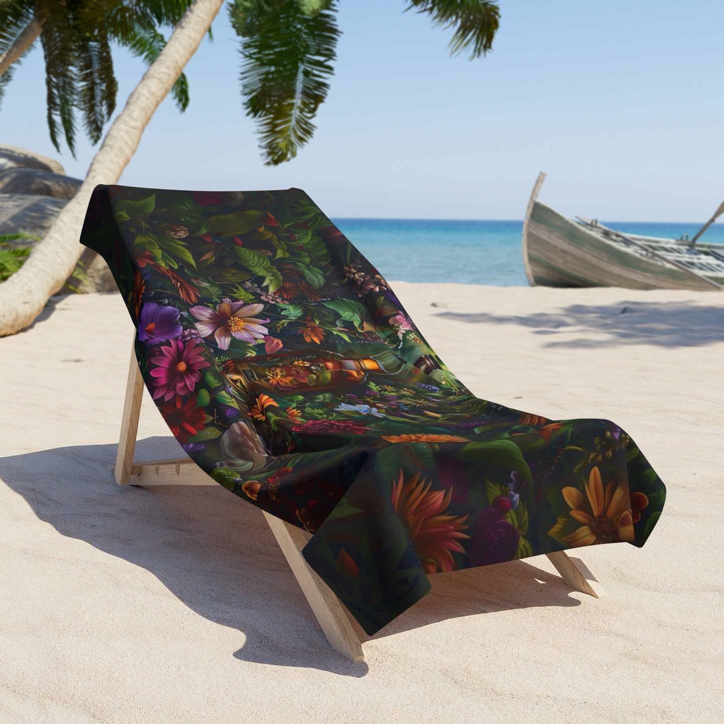 Whiskey & Flowers - Beach Towel