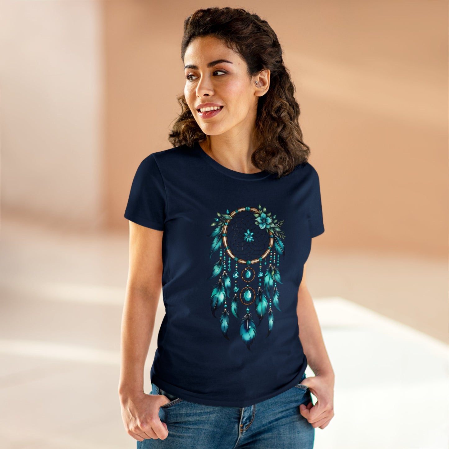 Turquoise Dream Catcher - Sagittarius - Astrology - Women's Midweight Cotton Tee