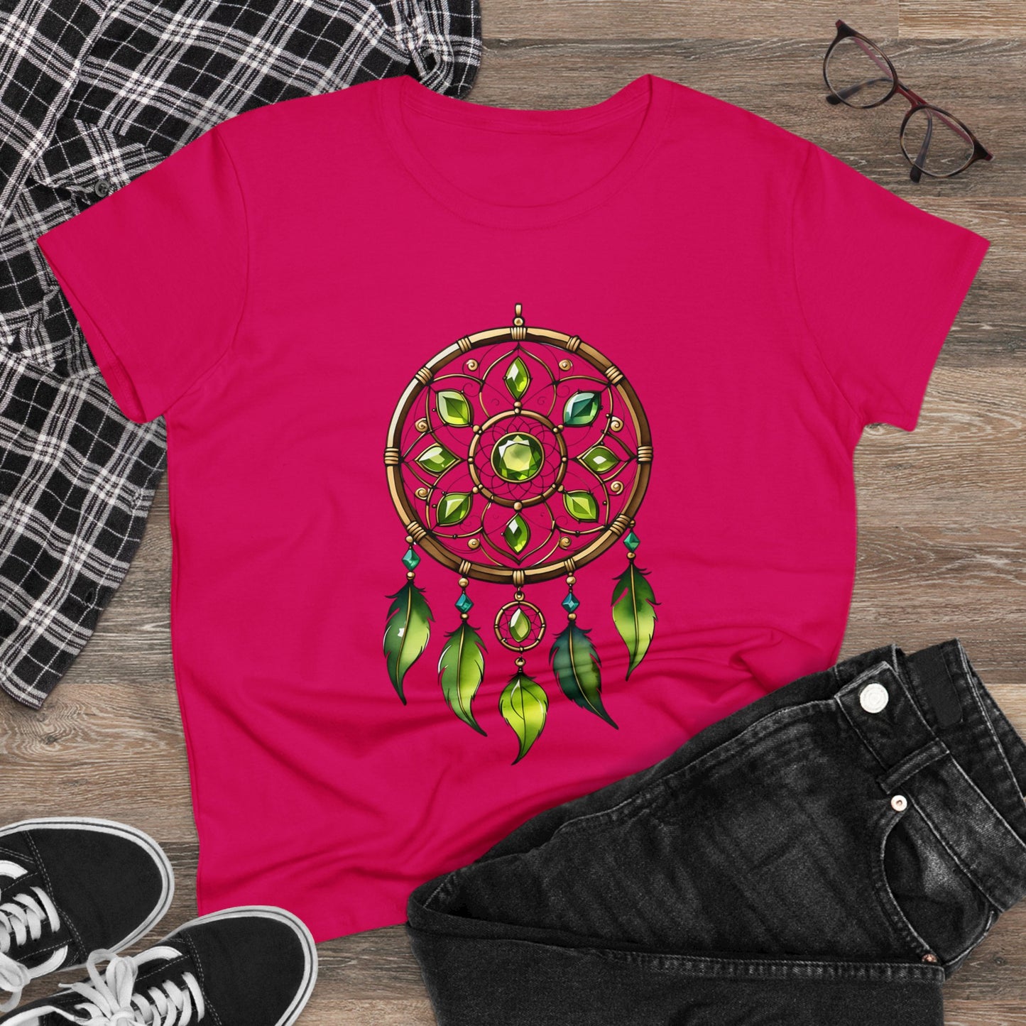 Peridot Dream Catcher - Leo - Astrology - Women's Midweight Cotton Tee