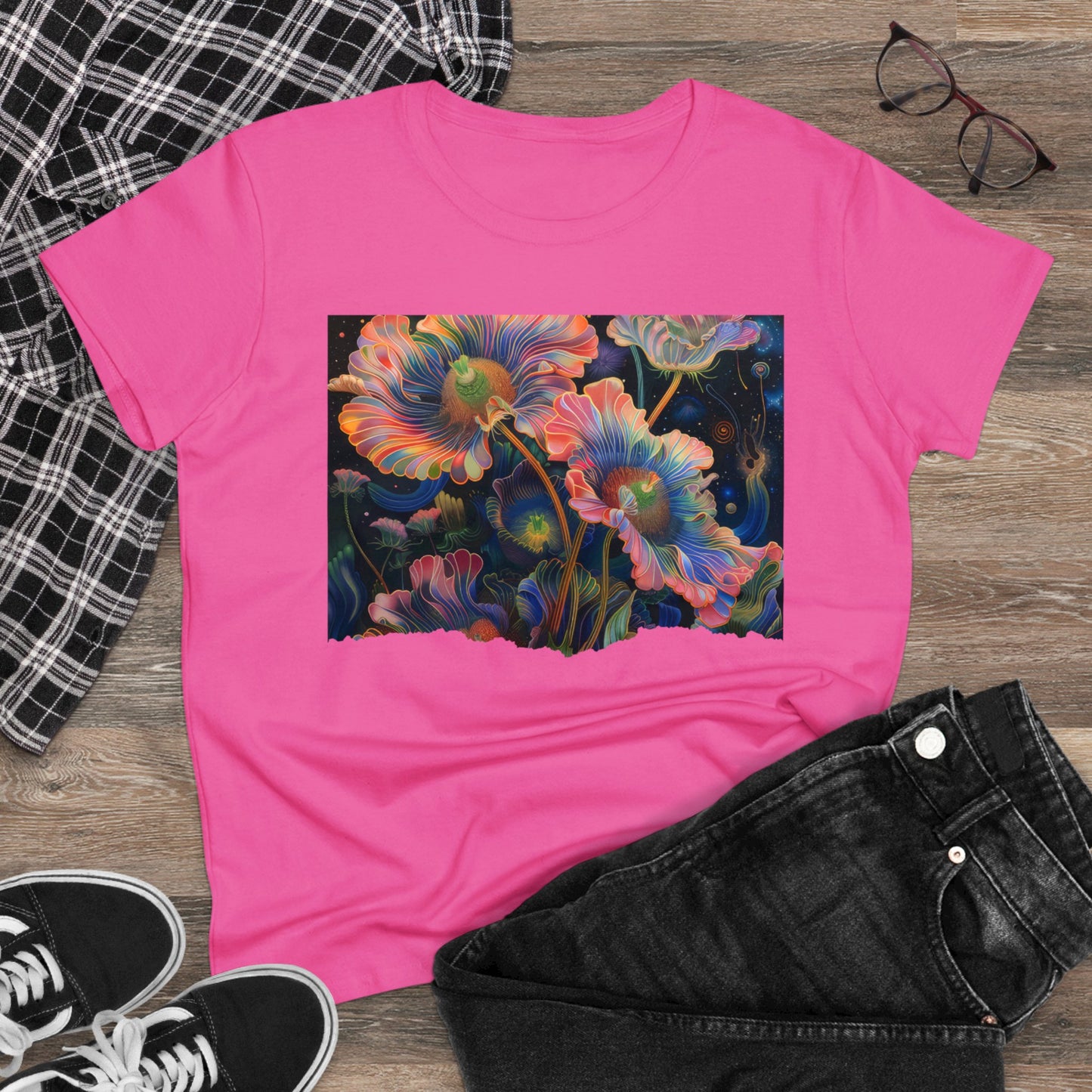 Pastel Flowers - Women's Midweight Cotton Tee