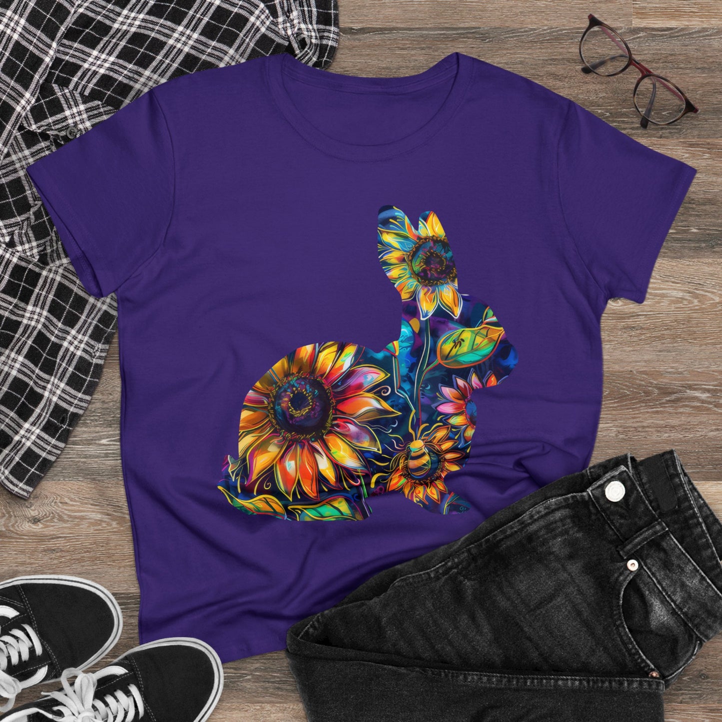 Flower Bunny - Women's Midweight Cotton Tee