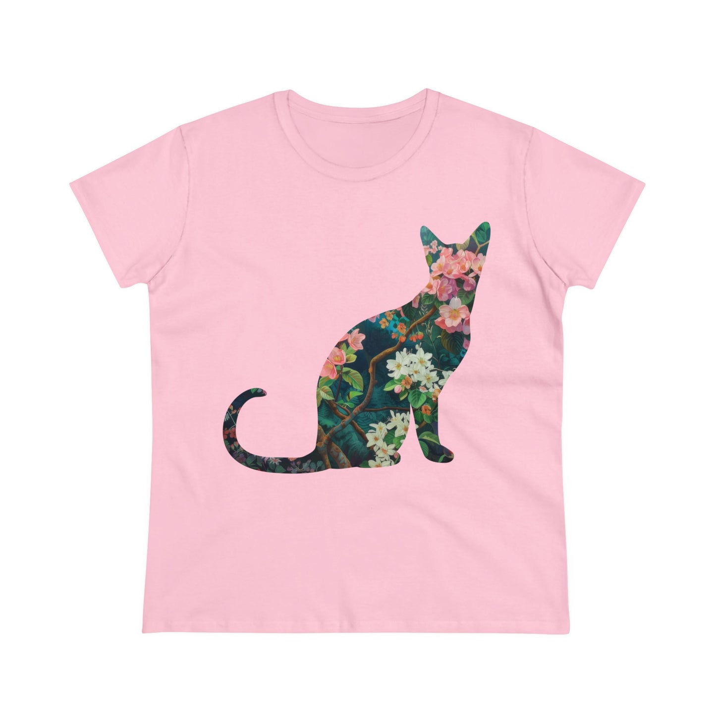 Flowery Cat - Women's Midweight Cotton Tee