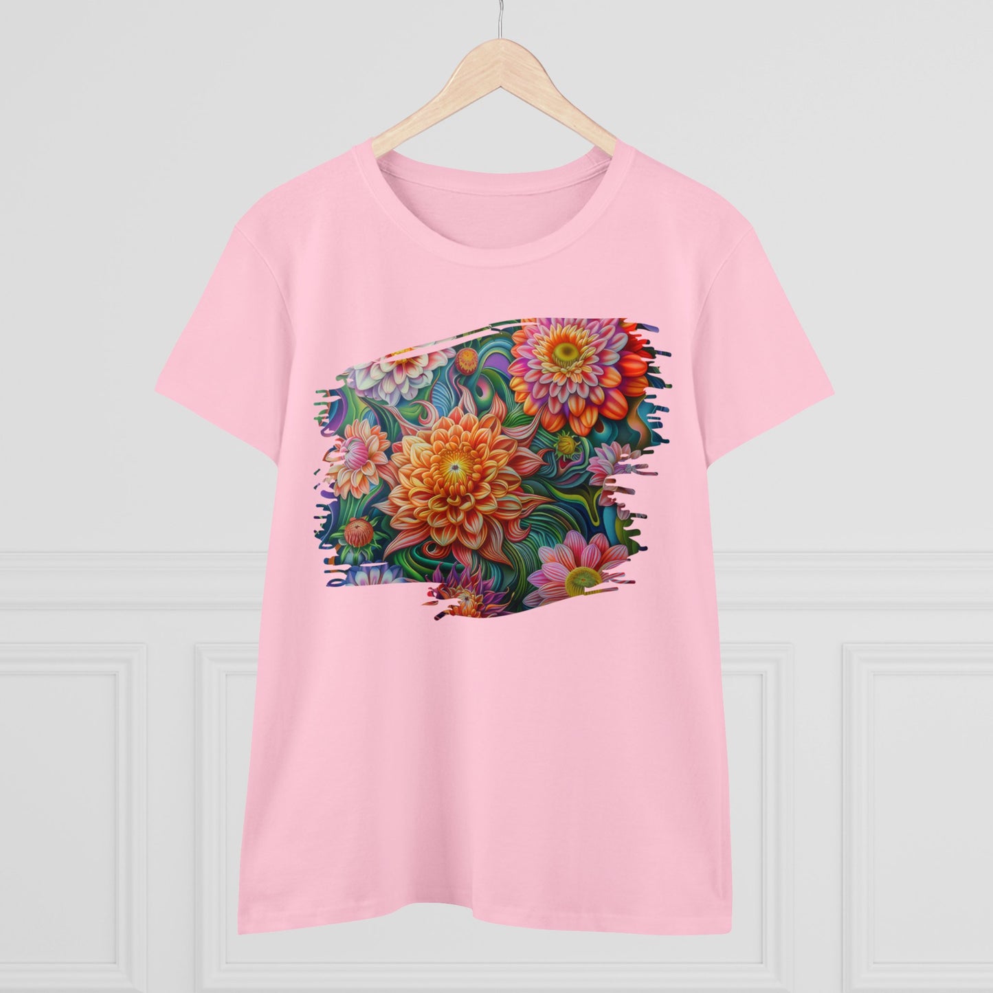 Pastel Flowers - Women's Midweight Cotton Tee