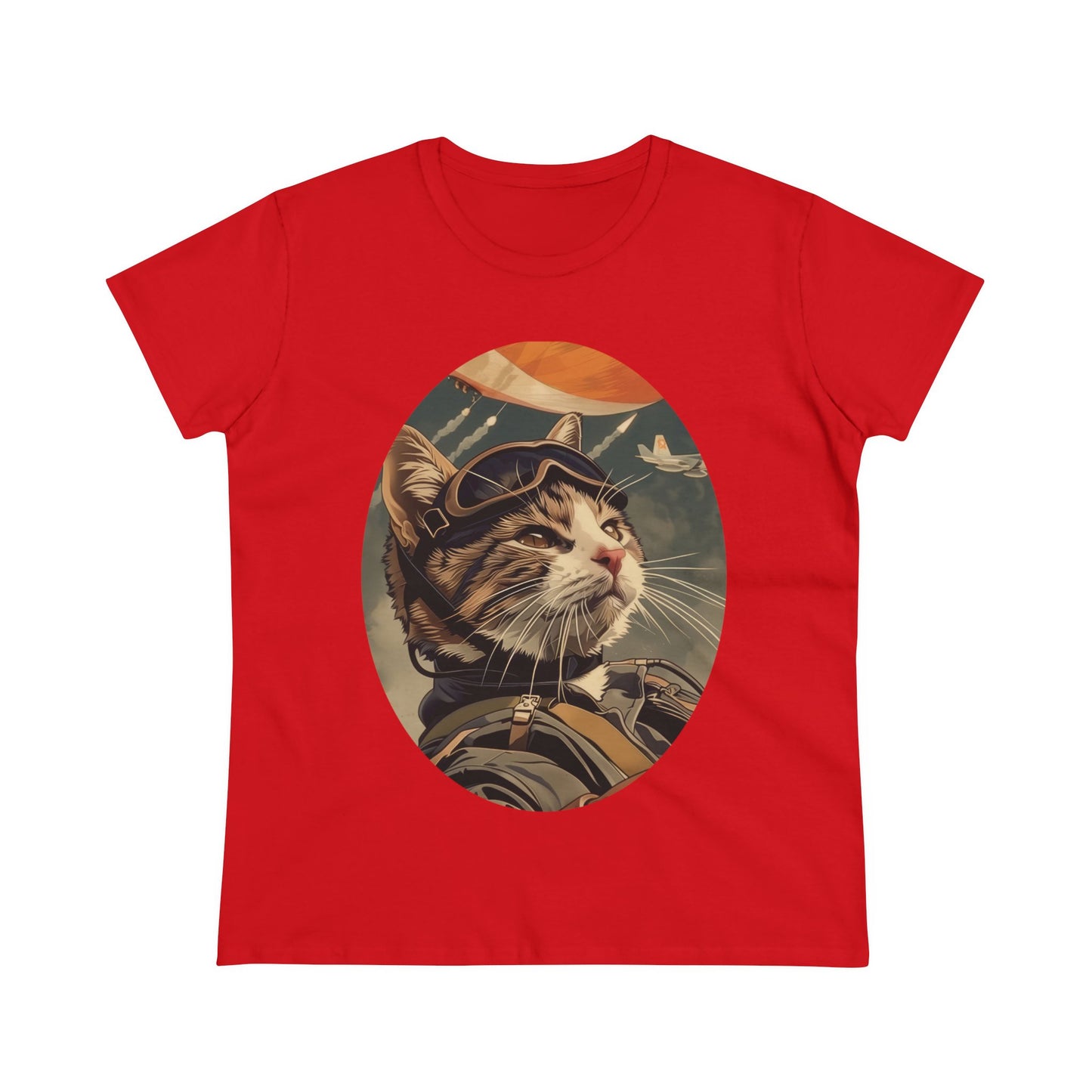 Kitty Fighter Pilot - Women's Midweight Cotton Tee