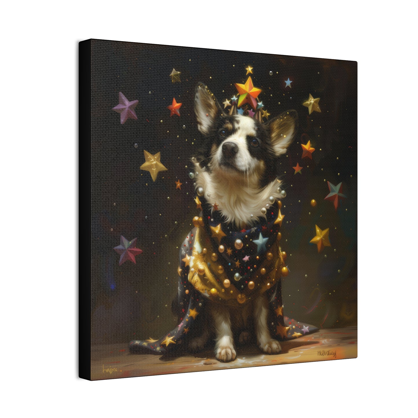 Star Dog Celebration - Canvas Stretched, 0.75"