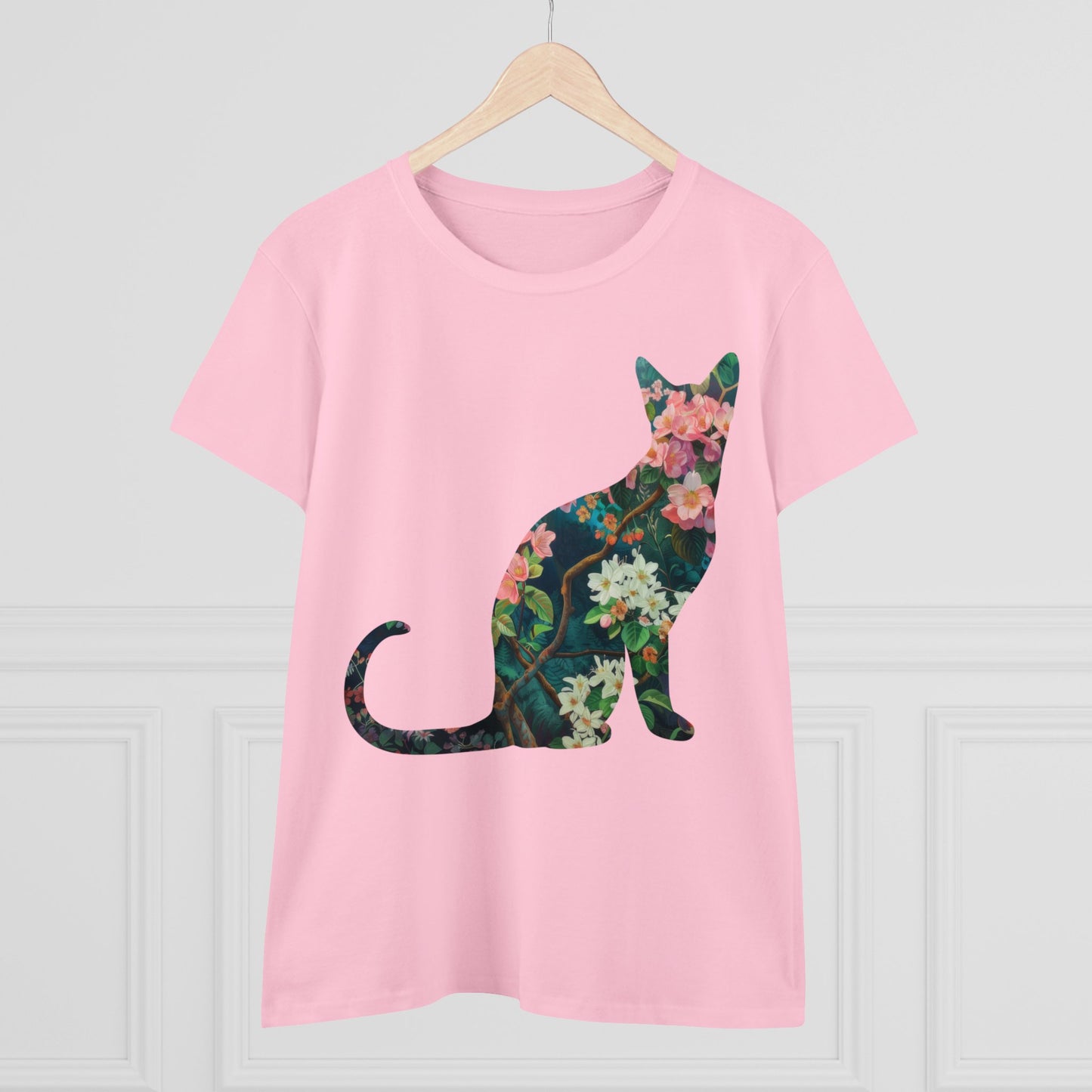 Flowery Cat - Women's Midweight Cotton Tee