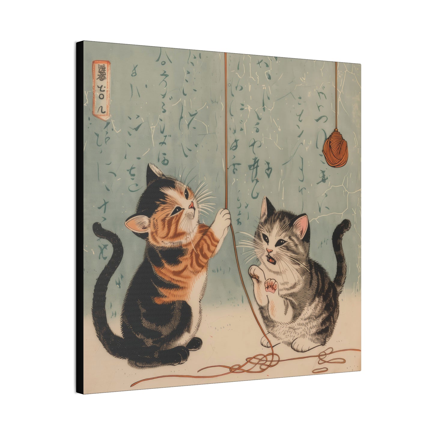 Japanese Woodblock Kitties - Canvas Stretched, 0.75" - Canvas Stretched, 0.75"