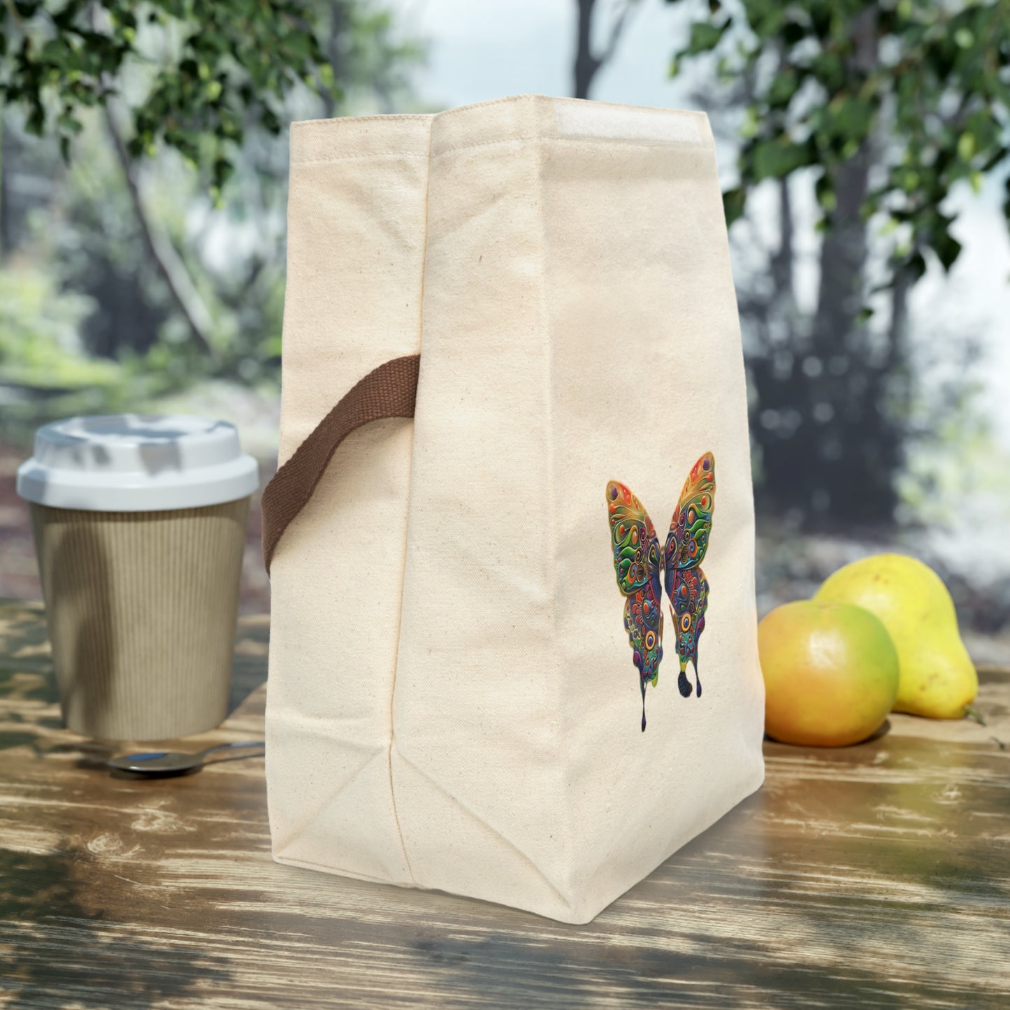 Butterfly - Canvas Lunch Bag With Strap
