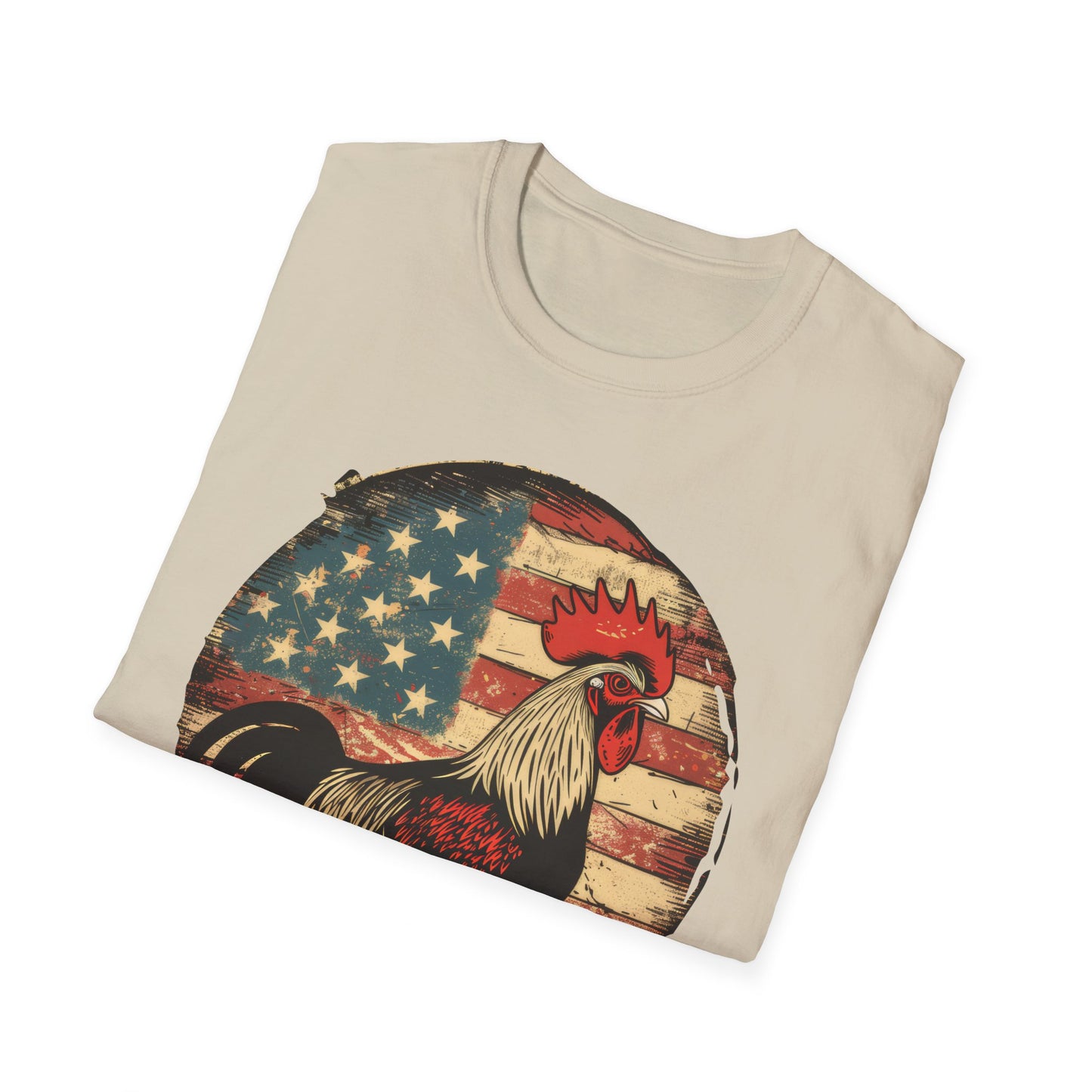 Rooster and Flag - Unisex Softstyle T-Shirt