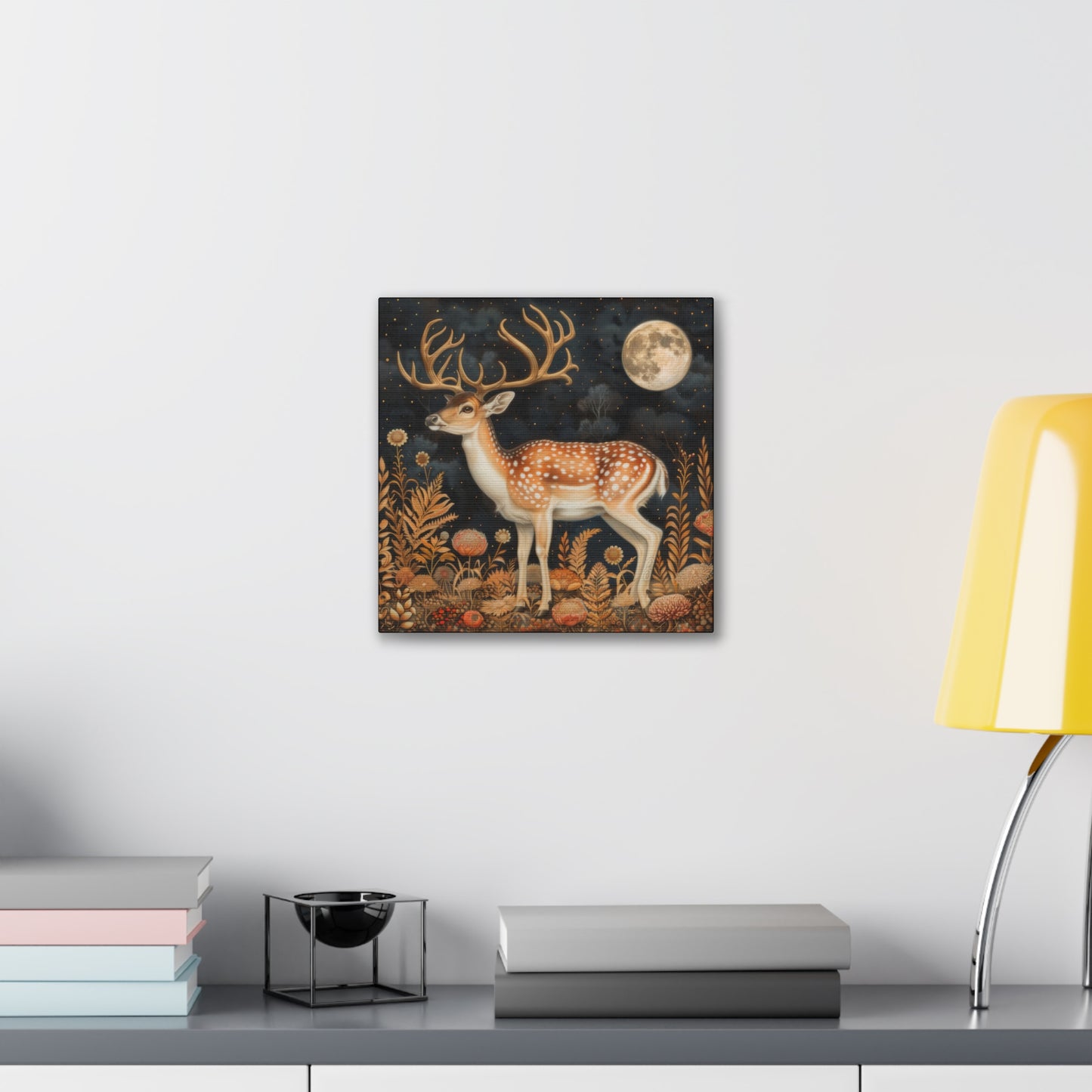 Deer and Moon - Canvas Stretched, 0.75"