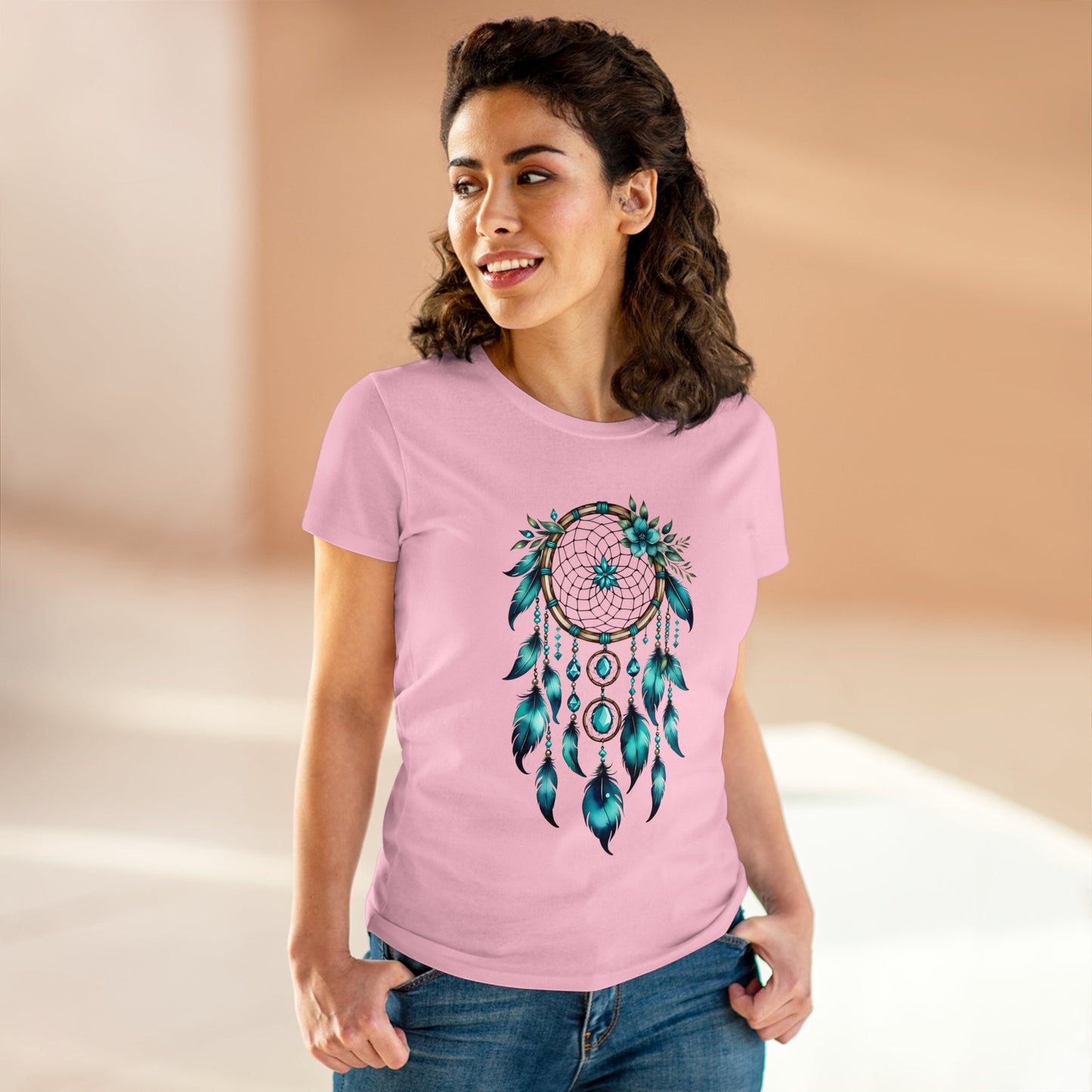 Turquoise Dream Catcher - Sagittarius - Astrology - Women's Midweight Cotton Tee