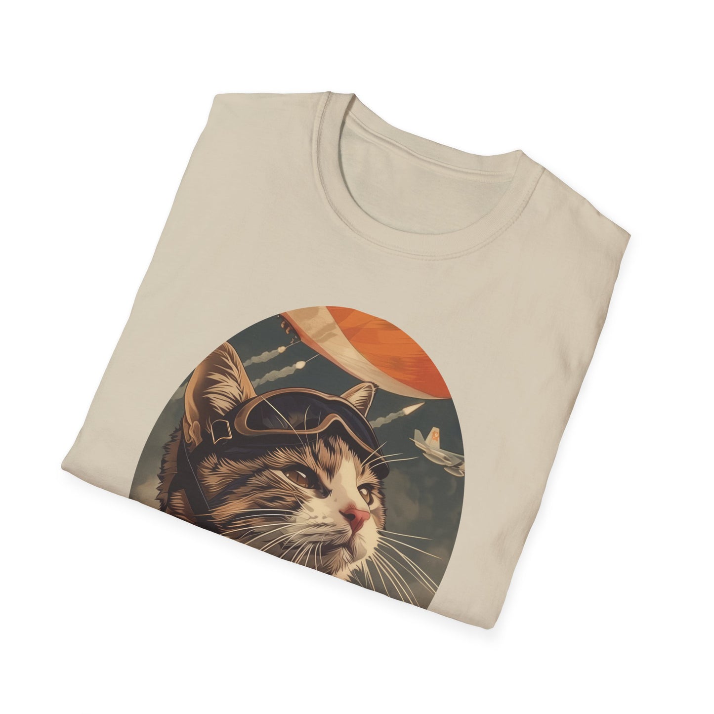 Cat Fighter Pilot - Unisex Softstyle T-Shirt