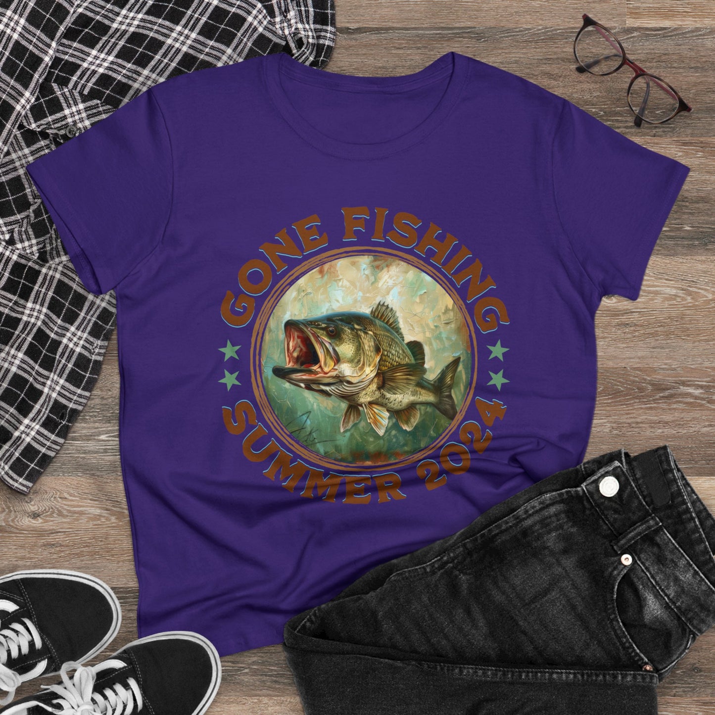 Gone Fishing - Women's Midweight Cotton Tee