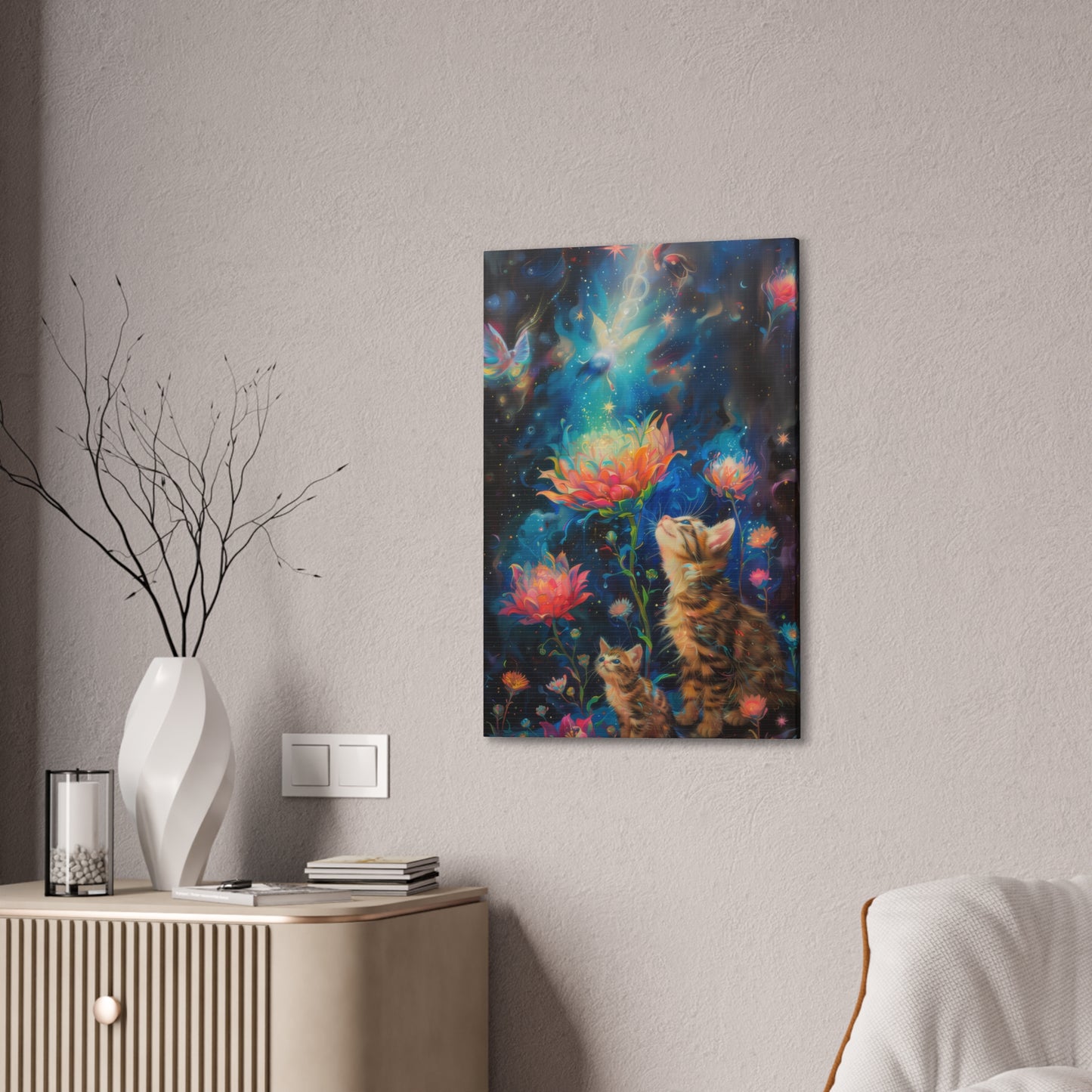 Cats and Flowers - Canvas Stretched, 0.75"