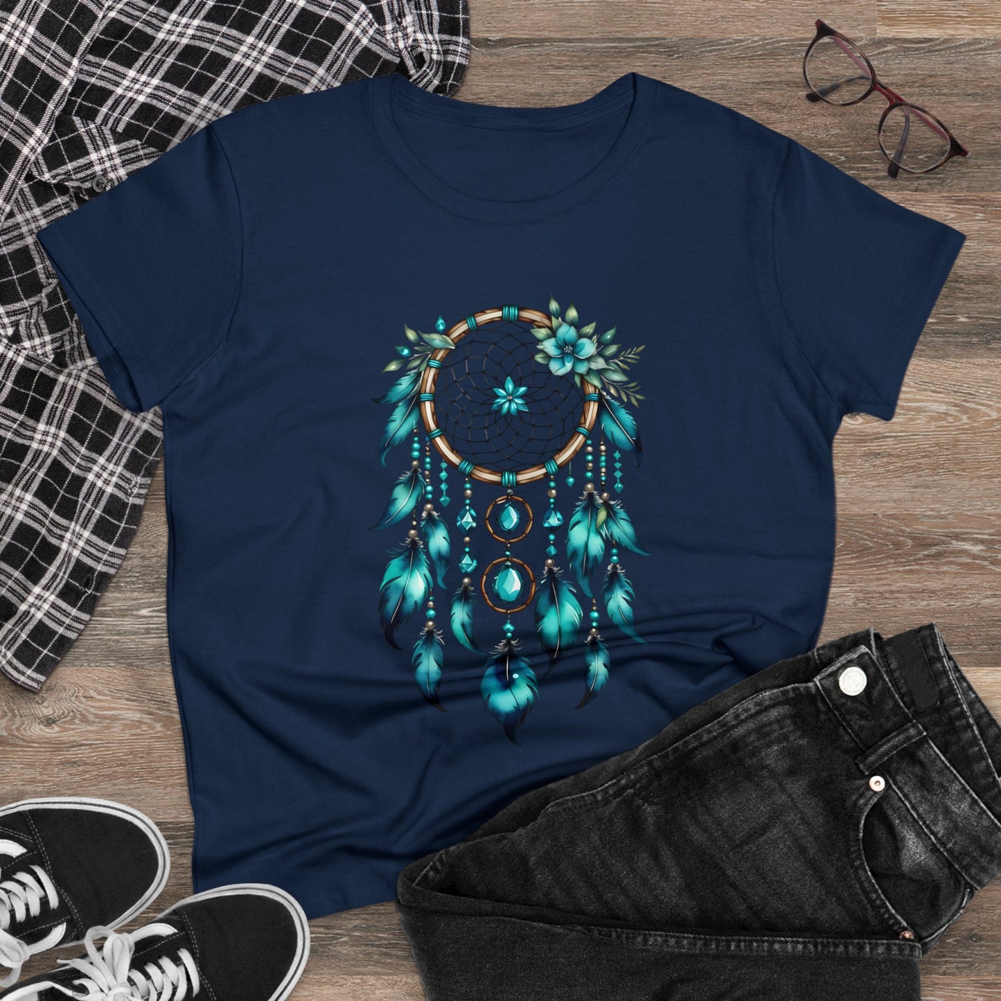 Turquoise Dream Catcher - Sagittarius - Astrology - Women's Midweight Cotton Tee