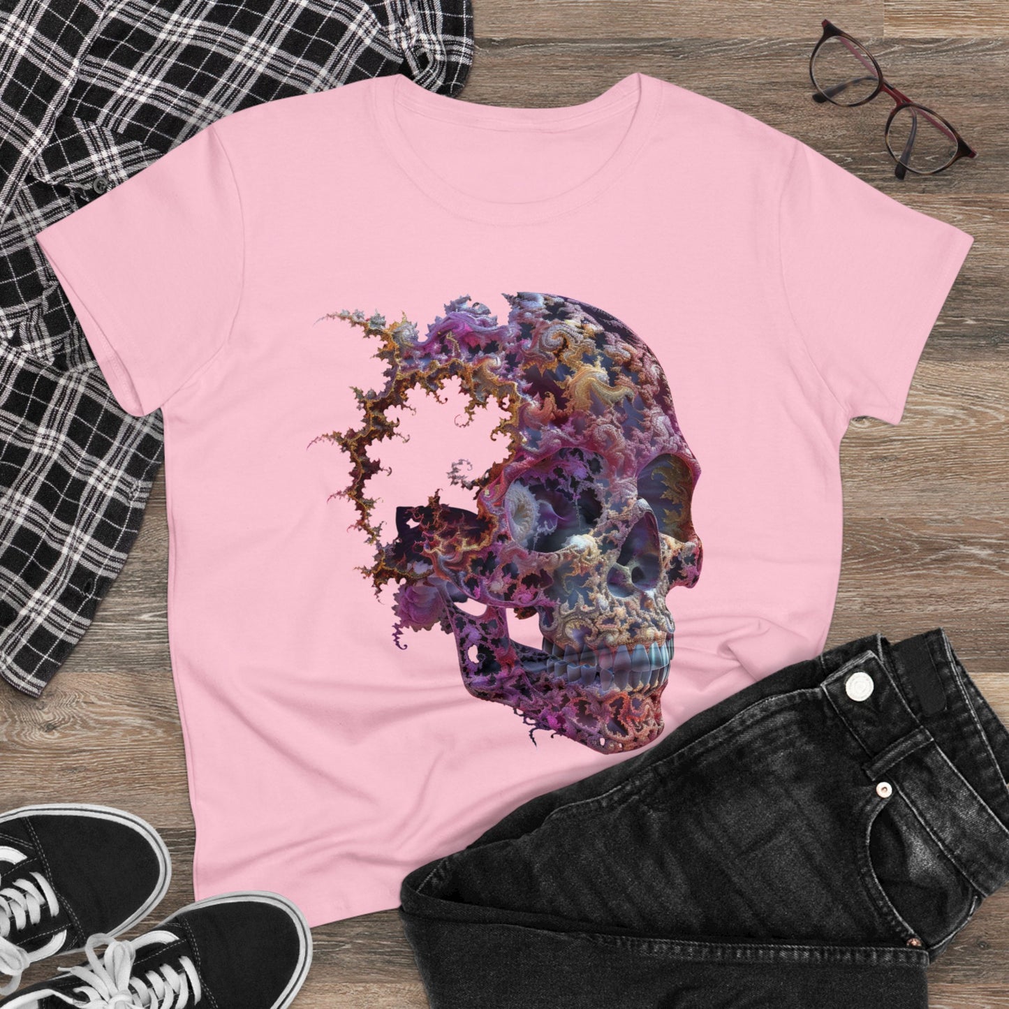 Fractal Skull - Women's Midweight Cotton Tee