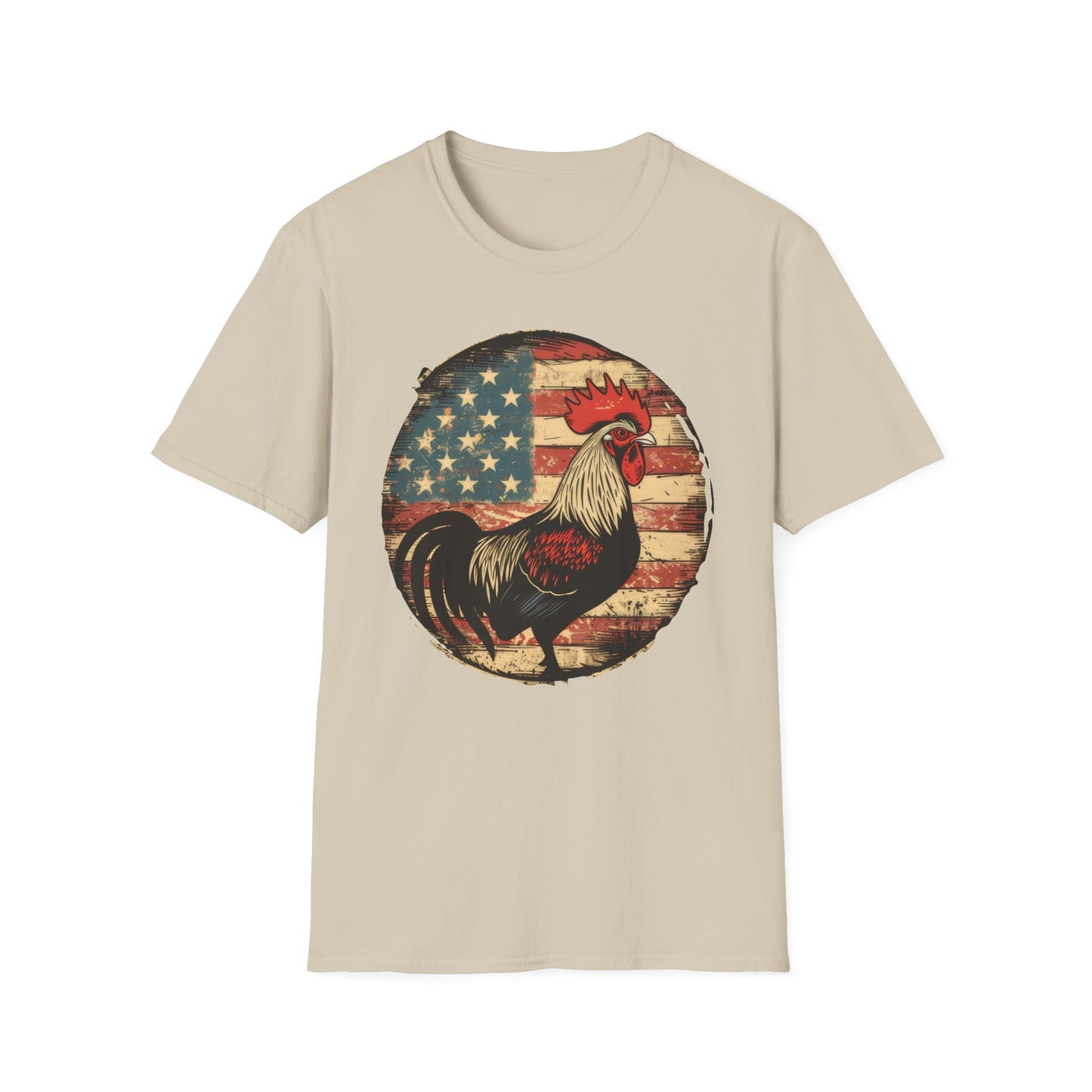 Rooster and Flag - Unisex Softstyle T-Shirt