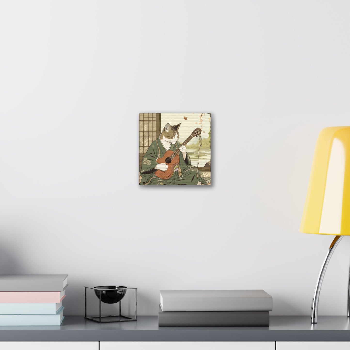 Japanese Kitty Guitarist - Canvas Stretched, 0.75" - Canvas Stretched, 0.75"