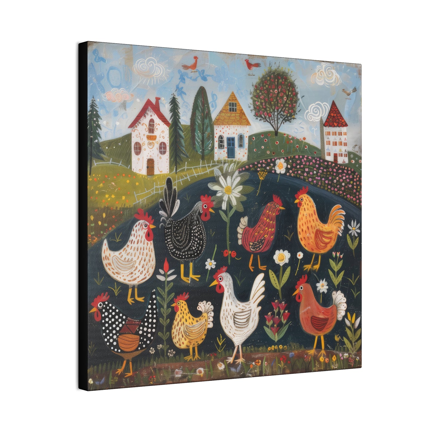 Chickens - Canvas Stretched, 0.75" - Canvas Stretched, 0.75"