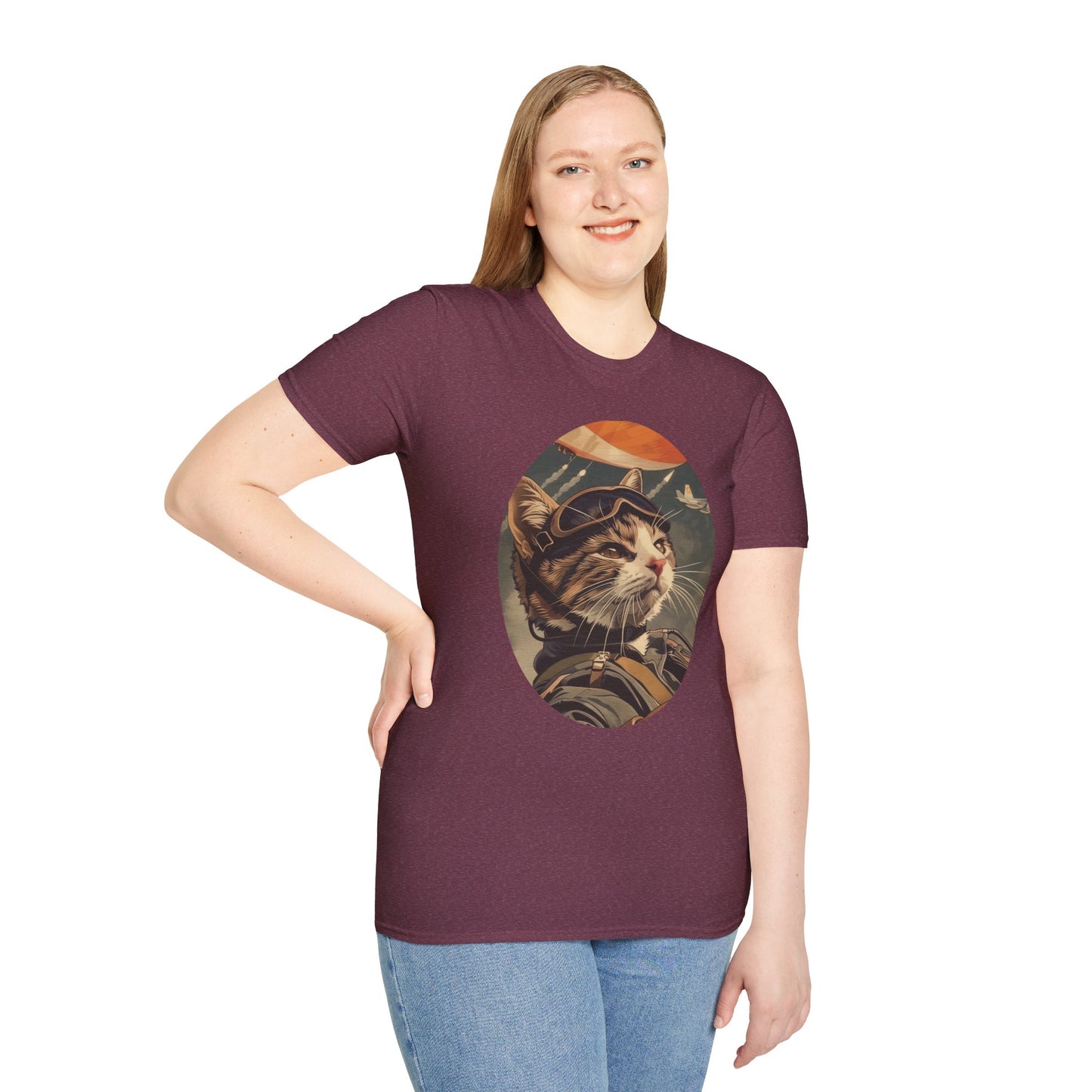 Cat Fighter Pilot - Unisex Softstyle T-Shirt