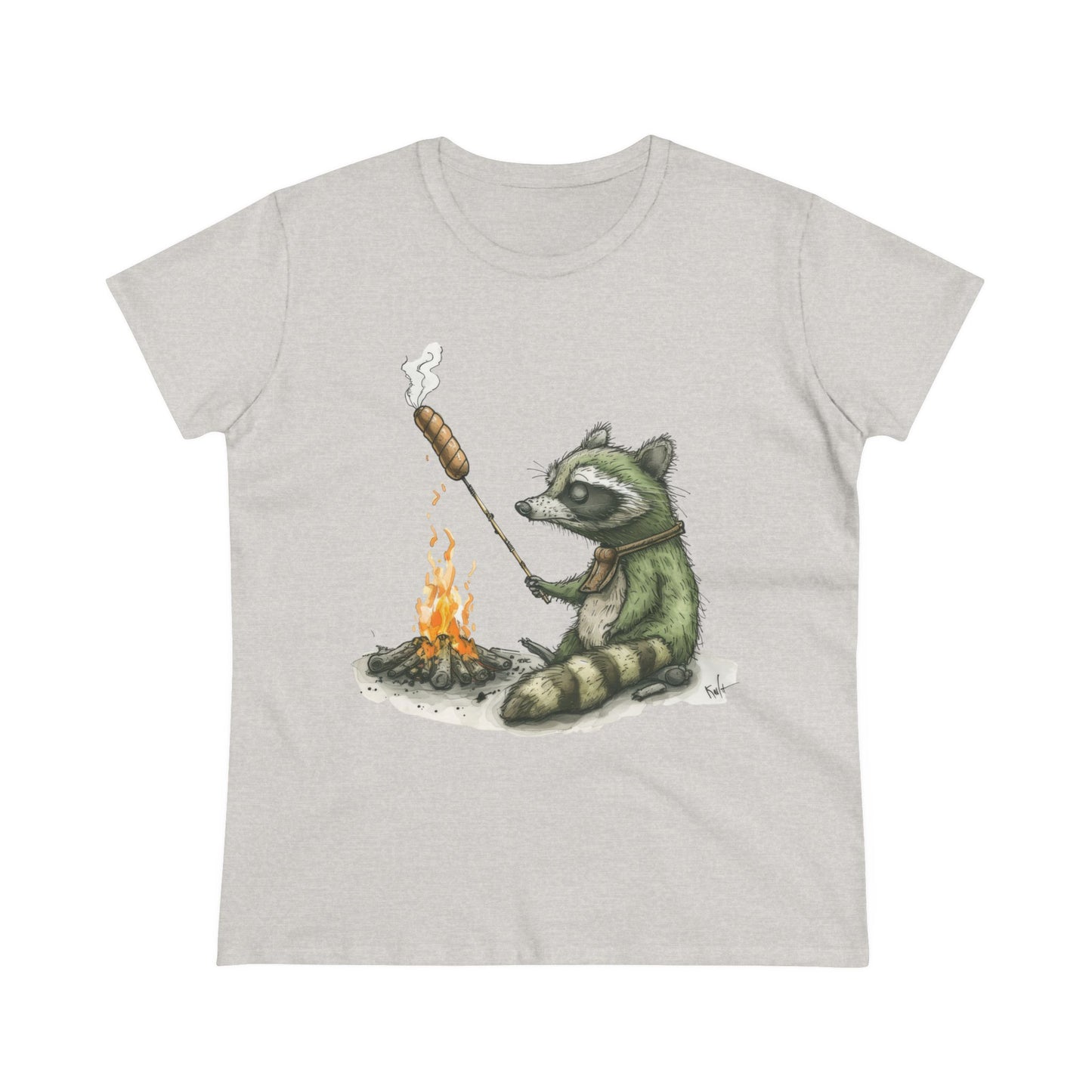 Raccoon Campfire - Women's Midweight Cotton Tee