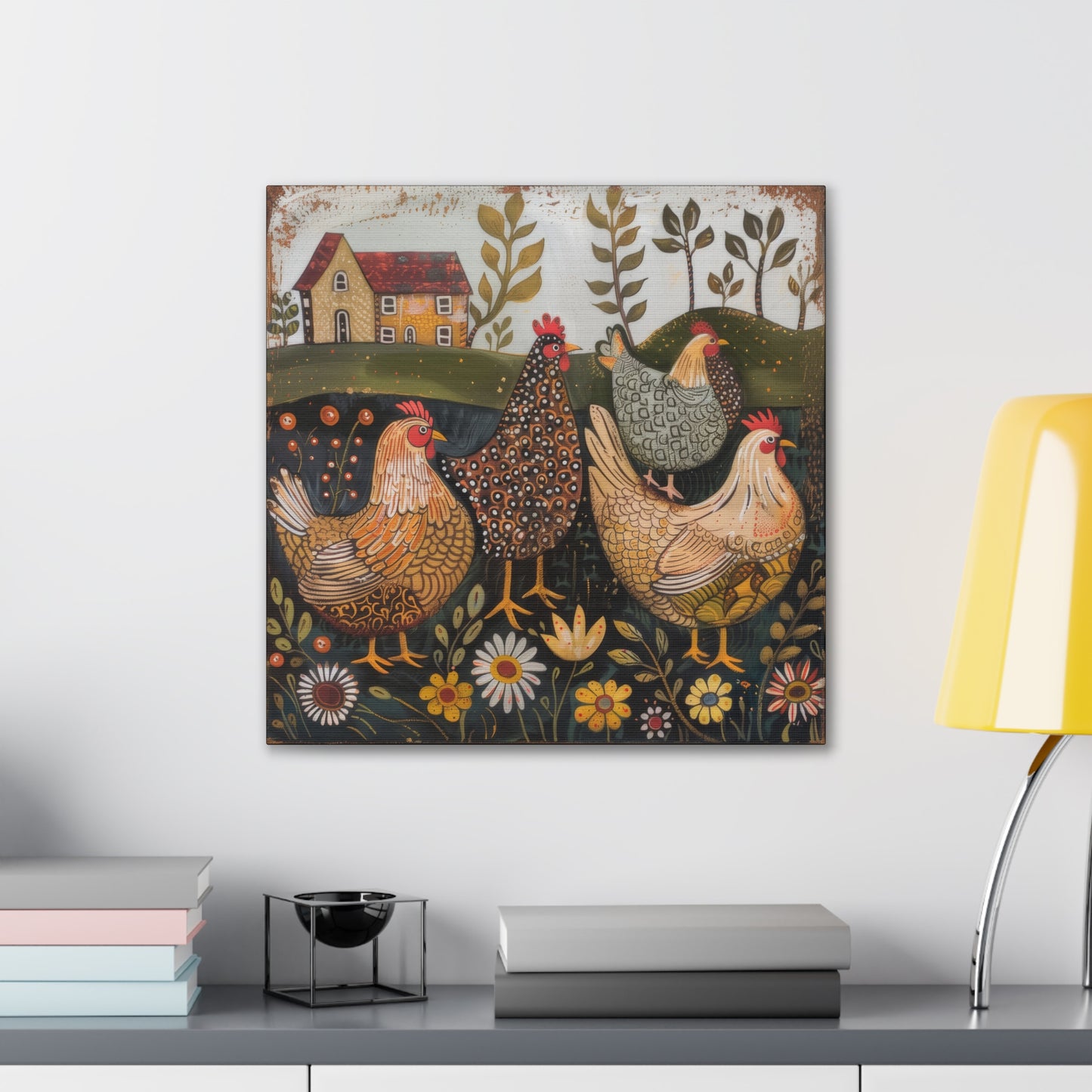 Chickens - Canvas Stretched, 0.75" - Canvas Stretched, 0.75"