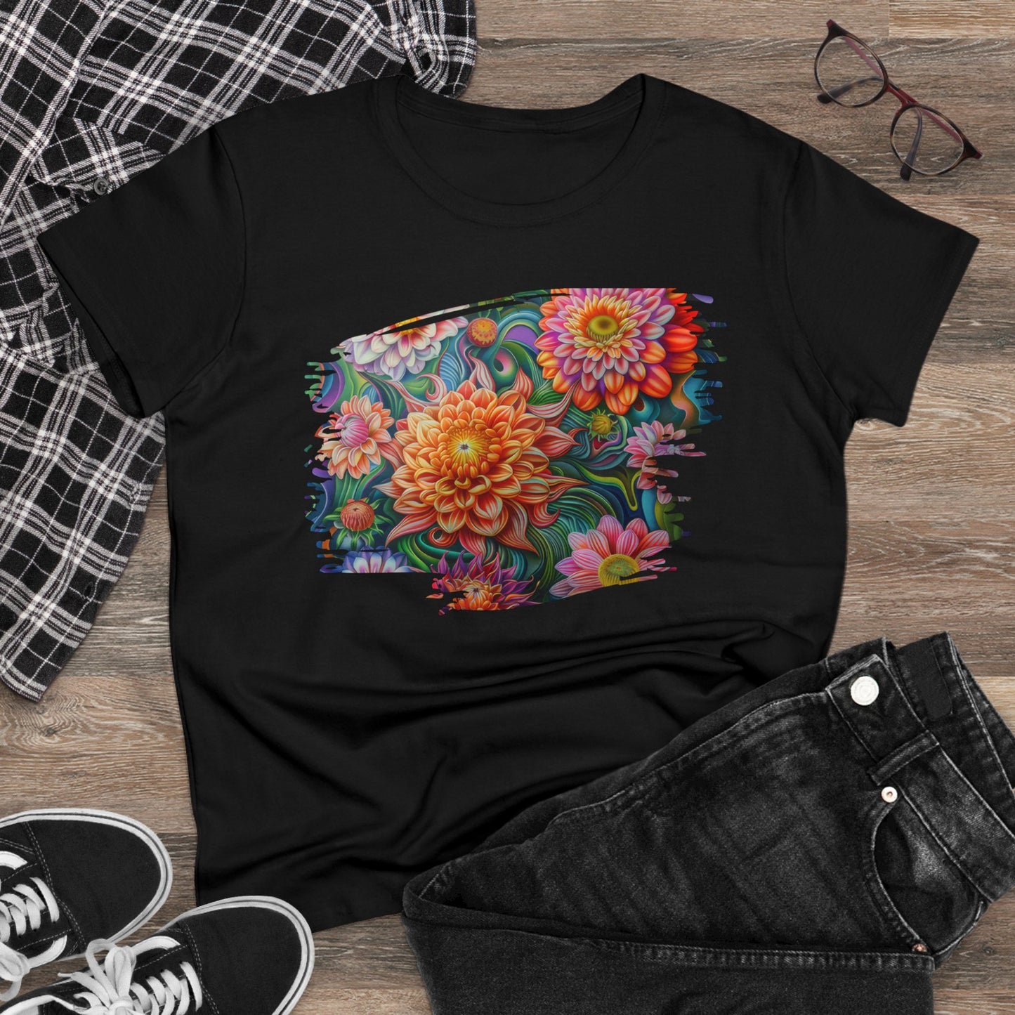 Pastel Flowers - Women's Midweight Cotton Tee