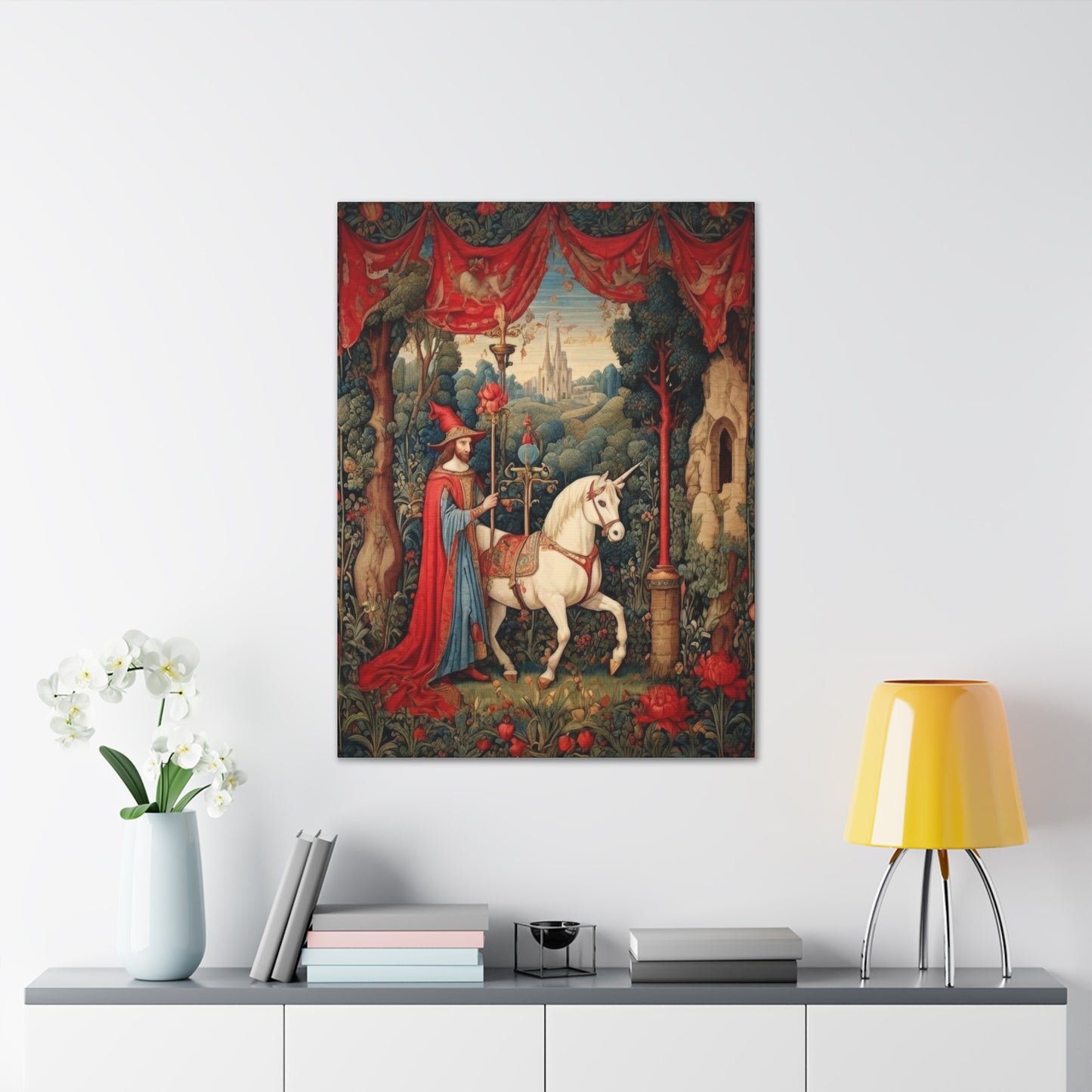 Mage and the Unicorn Tapestry - Canvas Stretched, 0.75"