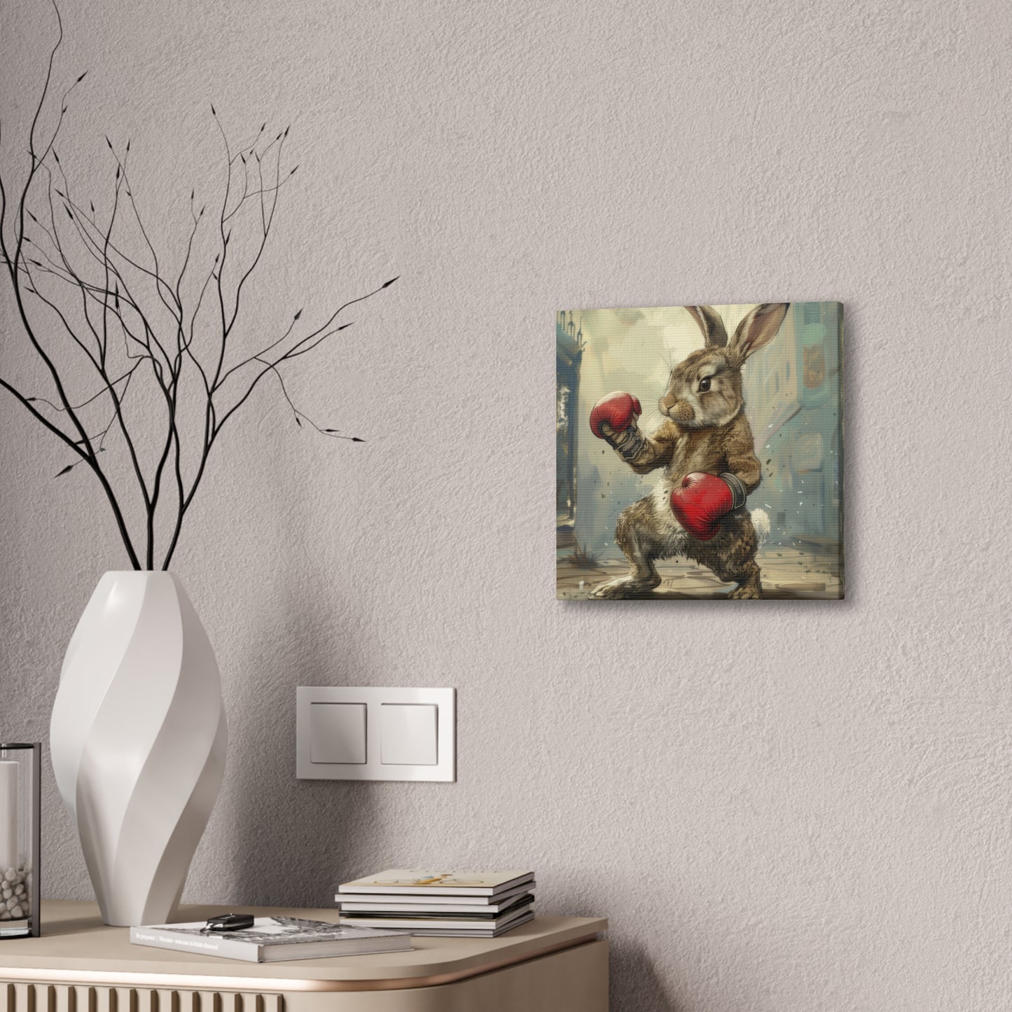 Bunny Pugilist - Canvas Stretched, 0.75"