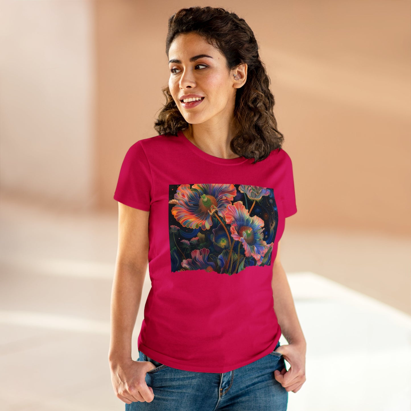 Pastel Flowers - Women's Midweight Cotton Tee