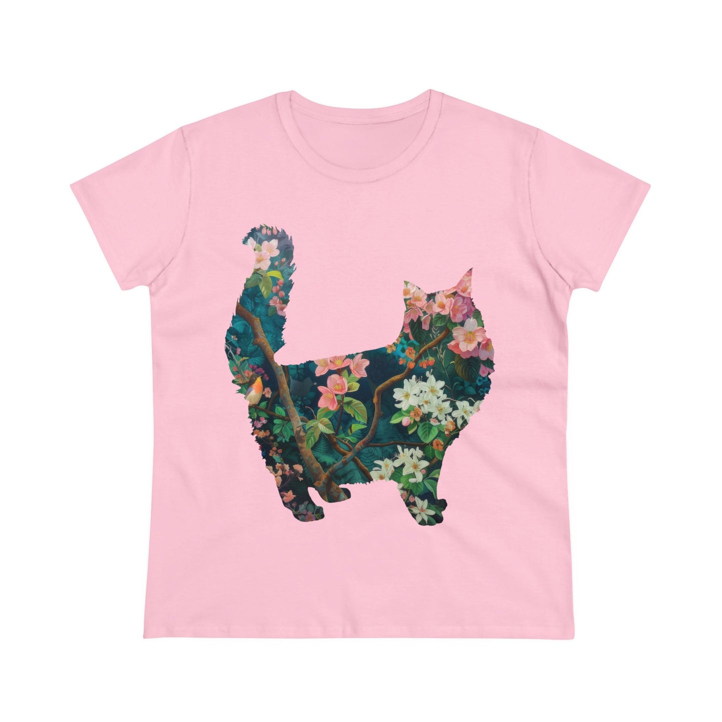 Flowery Cat - Women's Midweight Cotton Tee