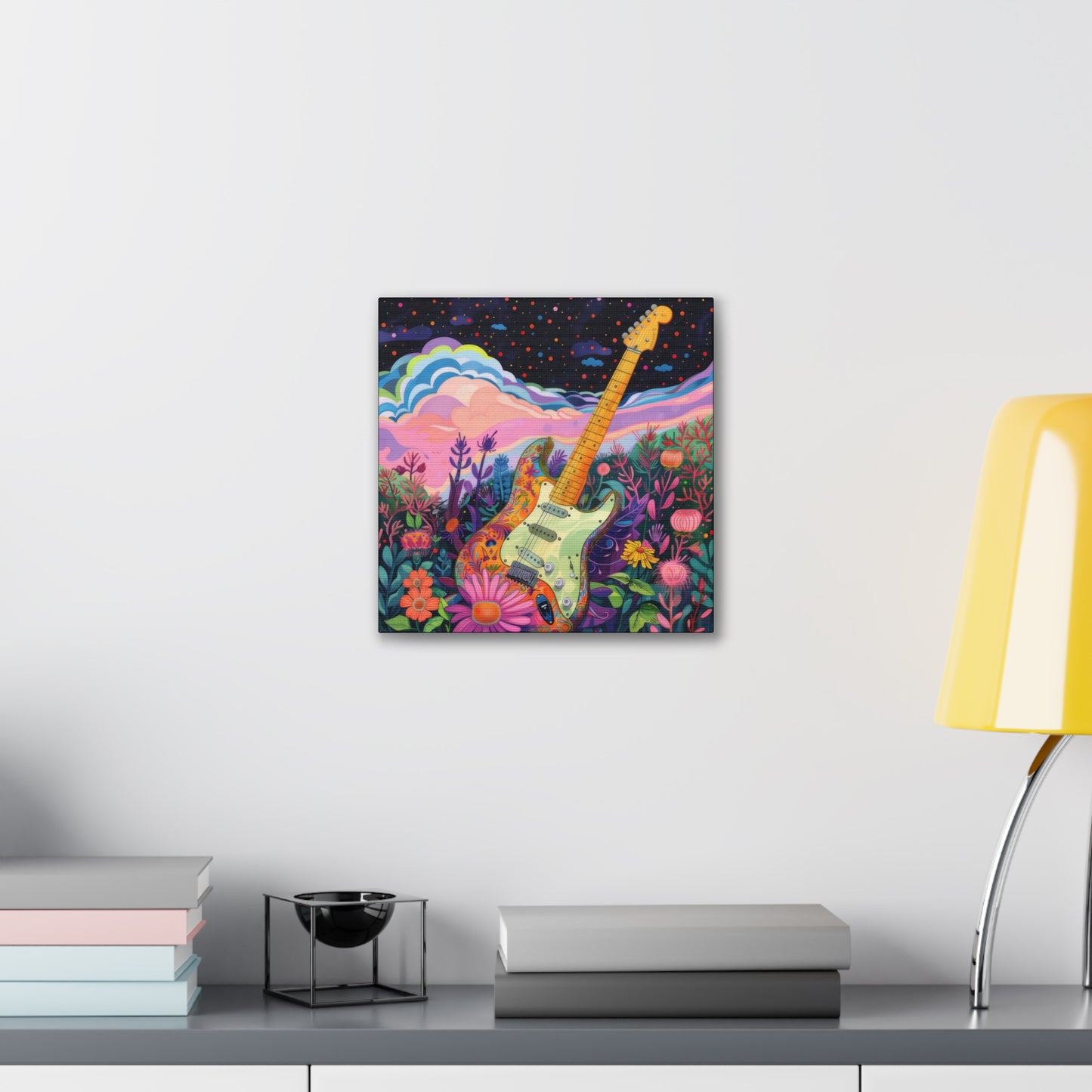 Retro Guitar Poster - Canvas Stretched, 0.75"