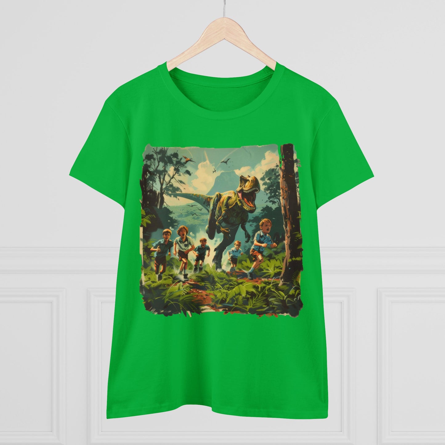 Dinosaur Chase - Women's Midweight Cotton Tee