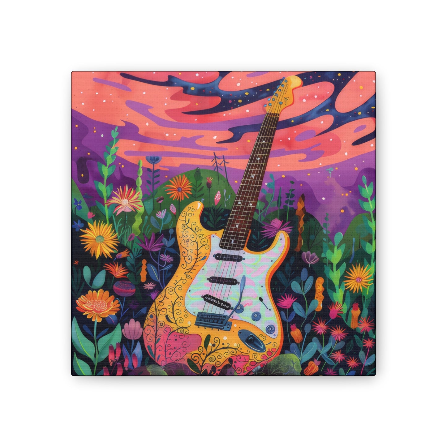 60's Guitar Poster - Canvas Stretched, 0.75"