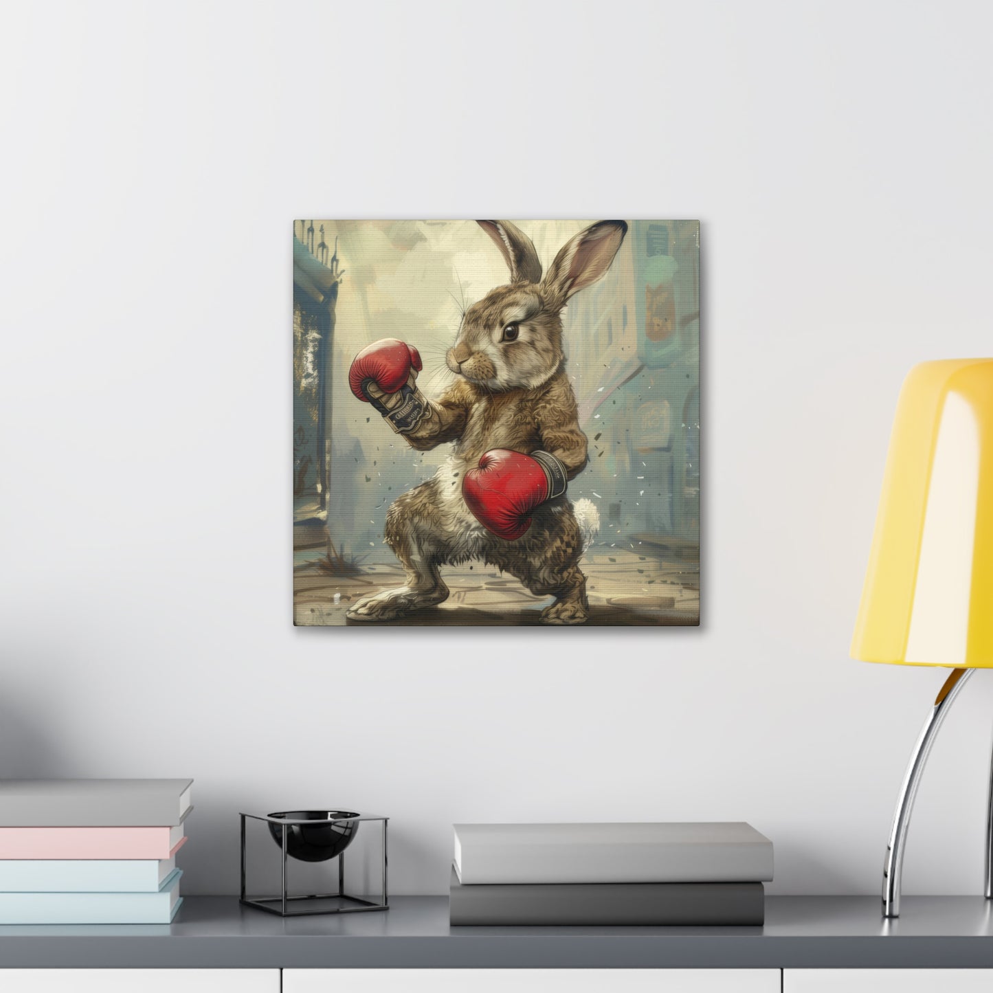 Bunny Pugilist - Canvas Stretched, 0.75"