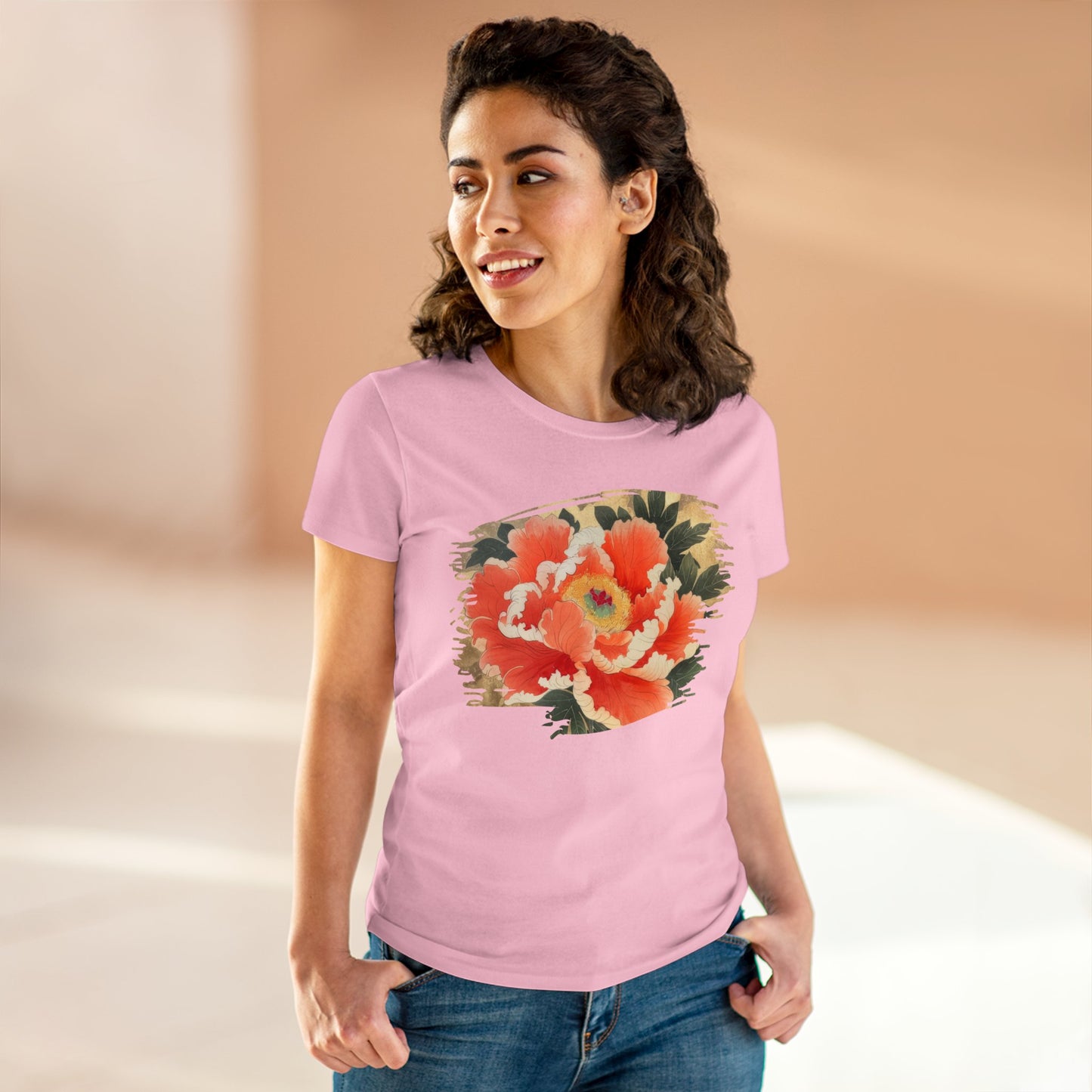 Peony - Flower - Women's Midweight Cotton Tee