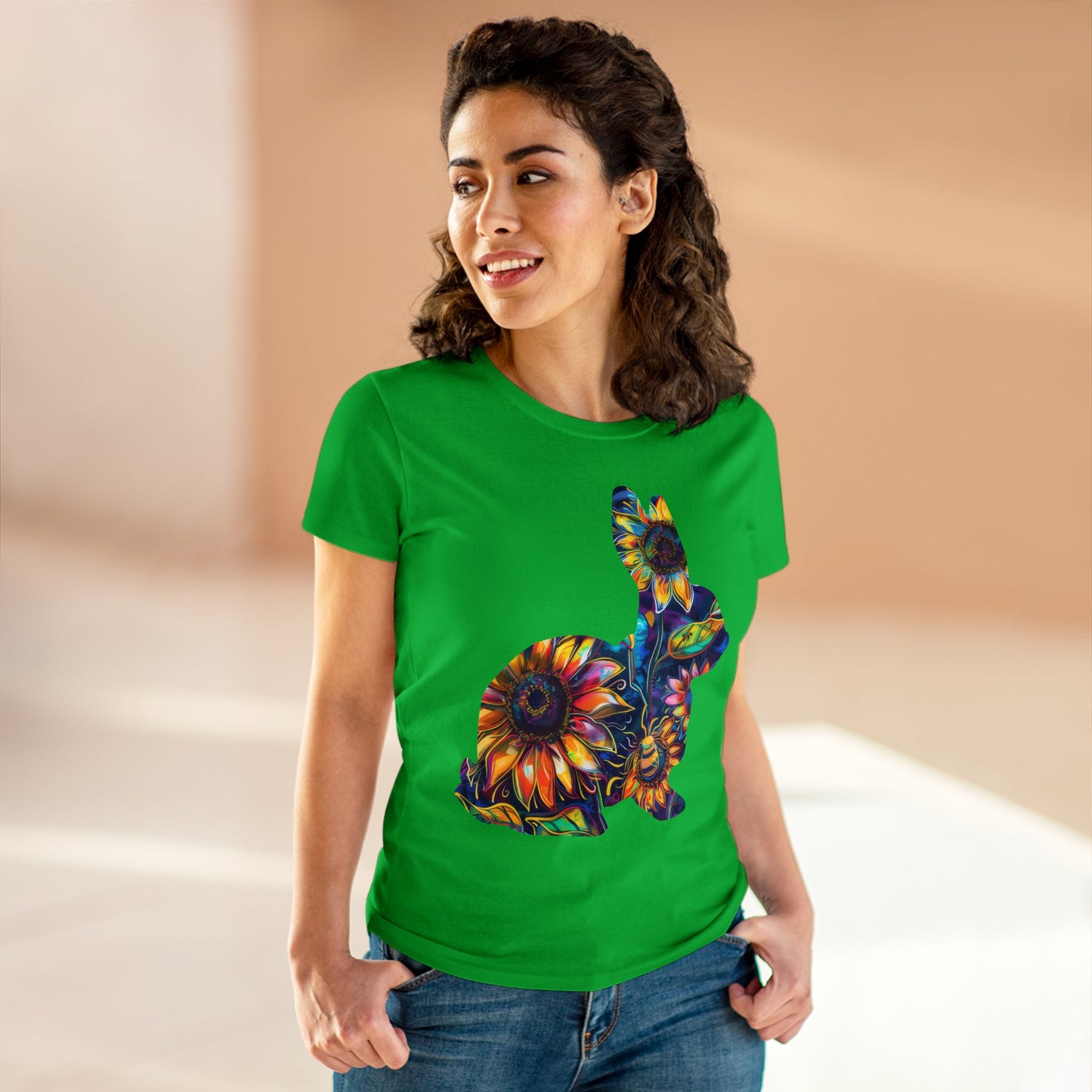 Flower Bunny - Women's Midweight Cotton Tee