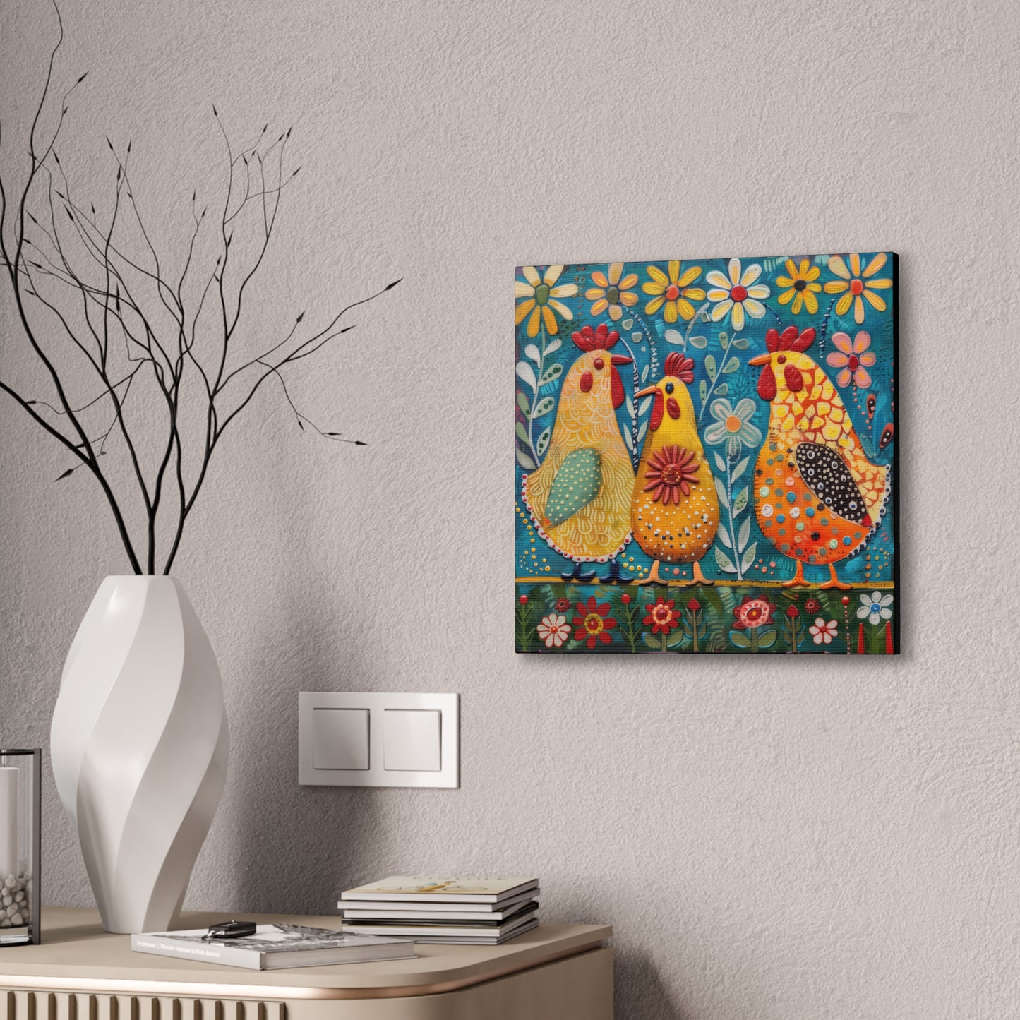 Chickens - Canvas Stretched, 0.75" - Canvas Stretched, 0.75"