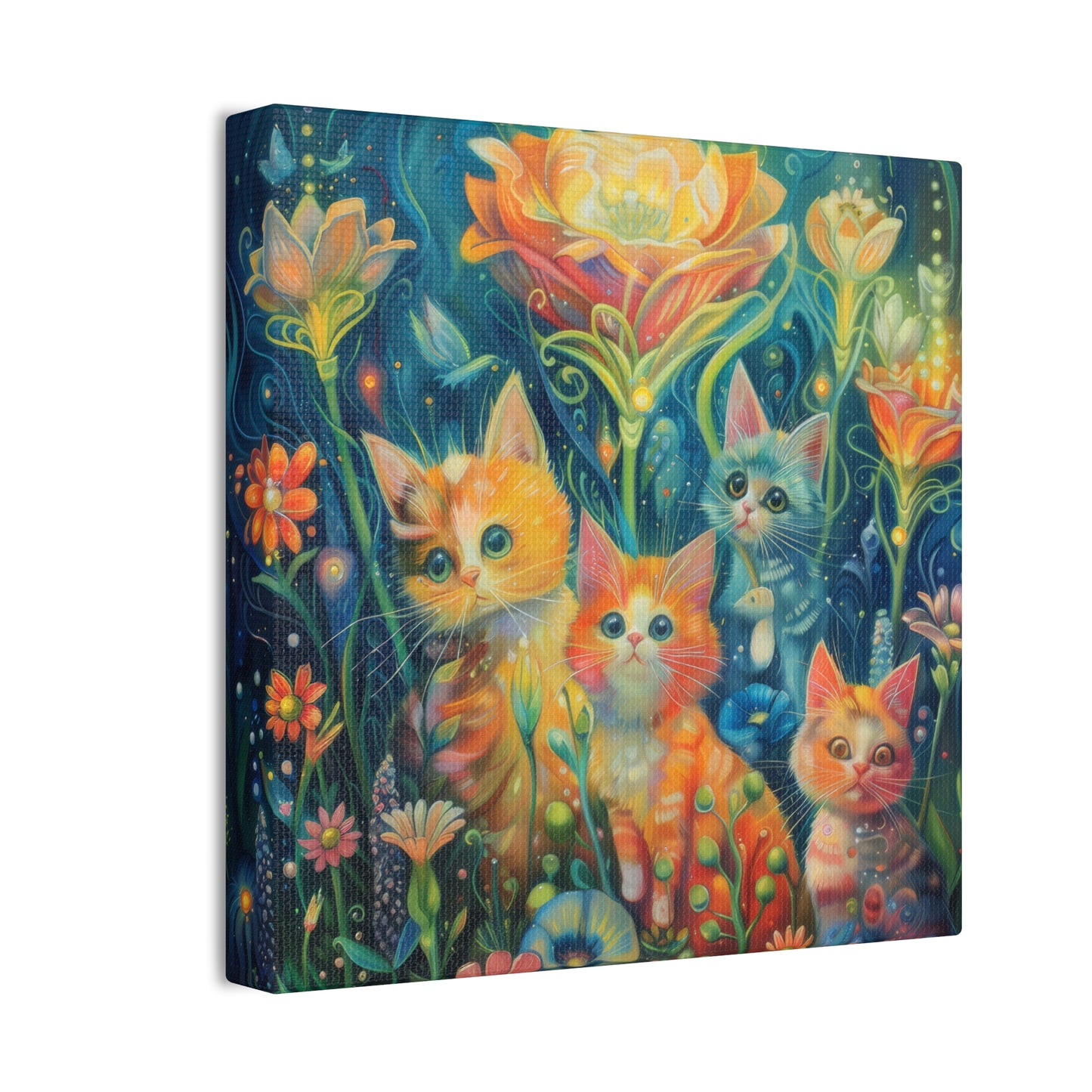 Cats and Flowers - Canvas Stretched, 0.75"