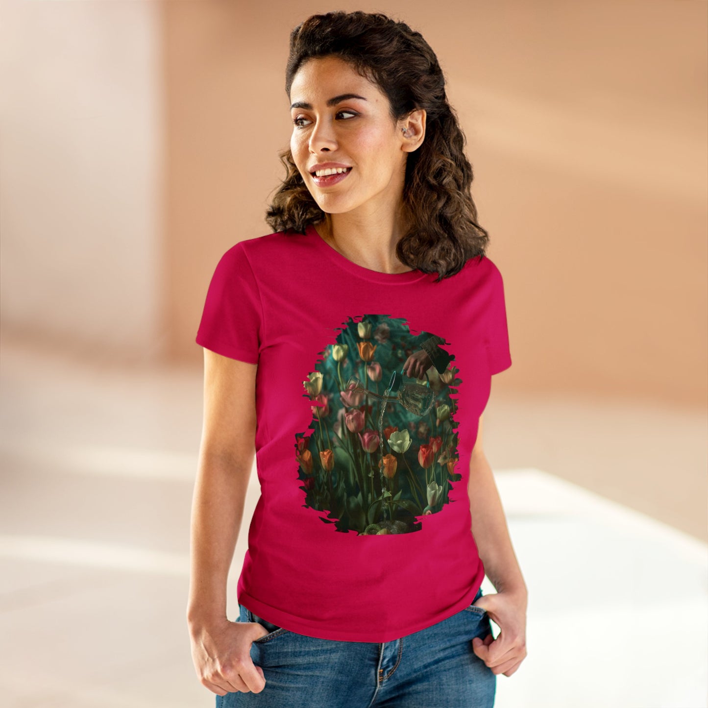 Watering Tulips - Women's Midweight Cotton Tee